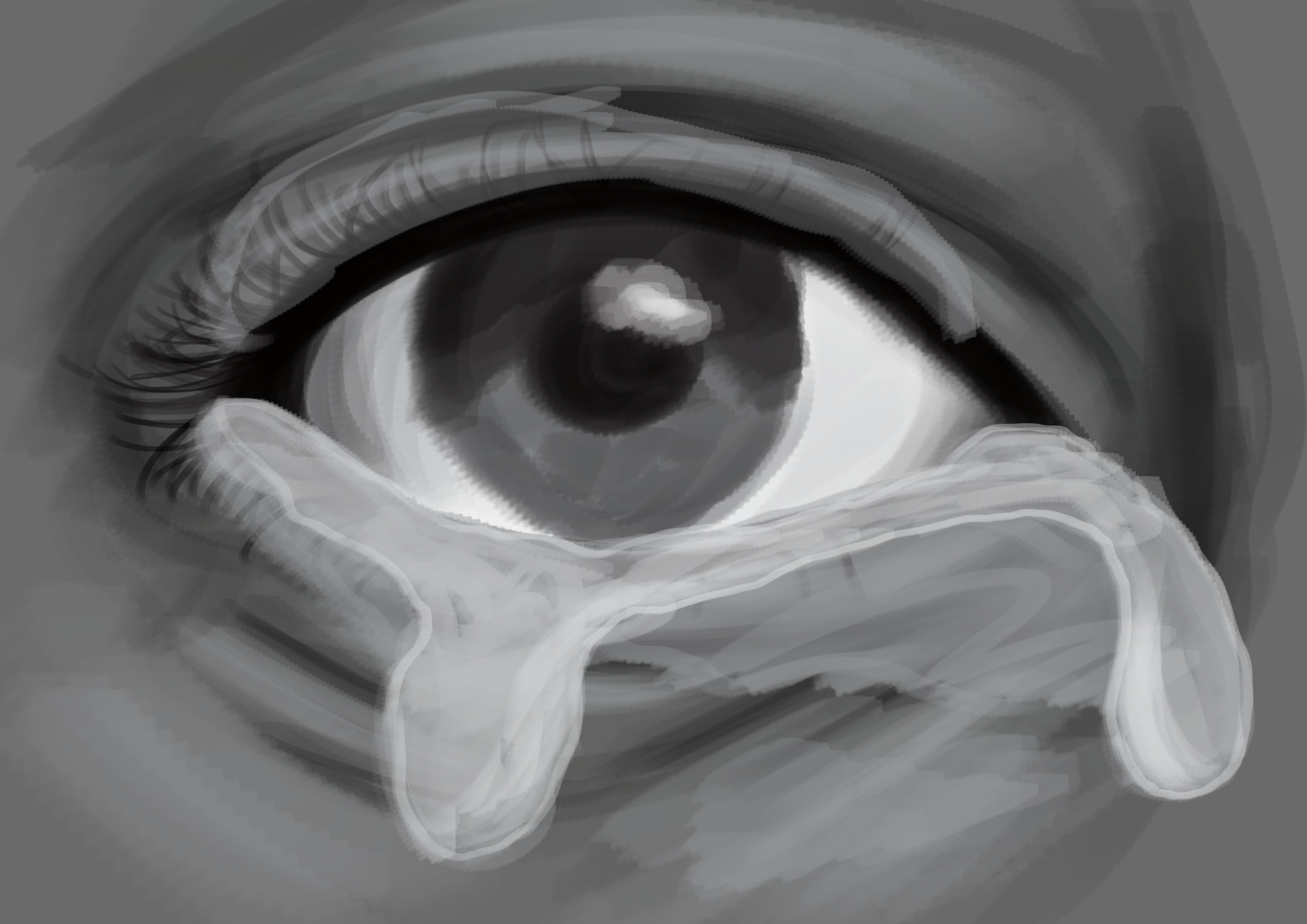 dibujar la reflexión de la luz en las lágrimas del ojo