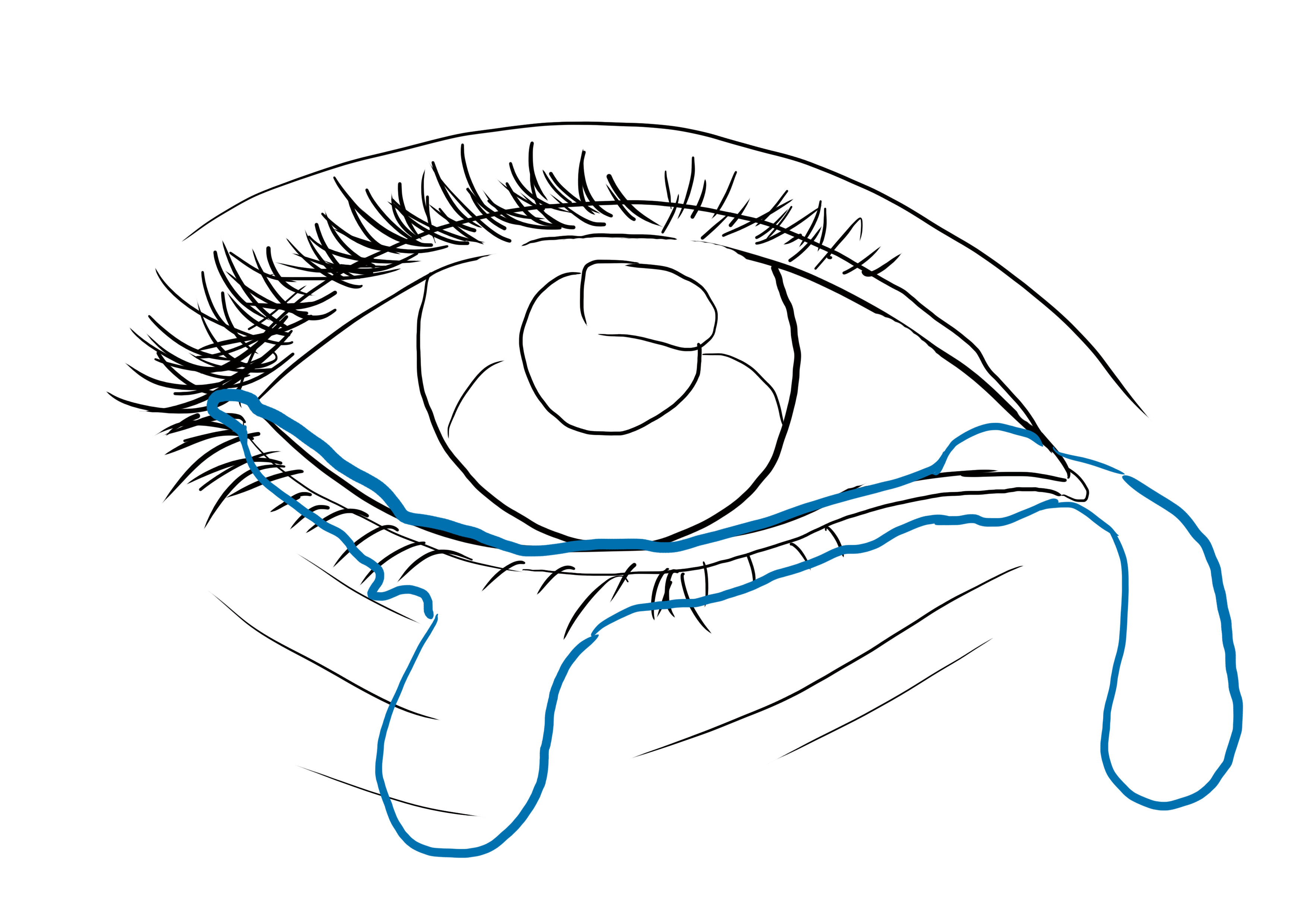 placer les larmes sur le dessin d’œil qui pleure