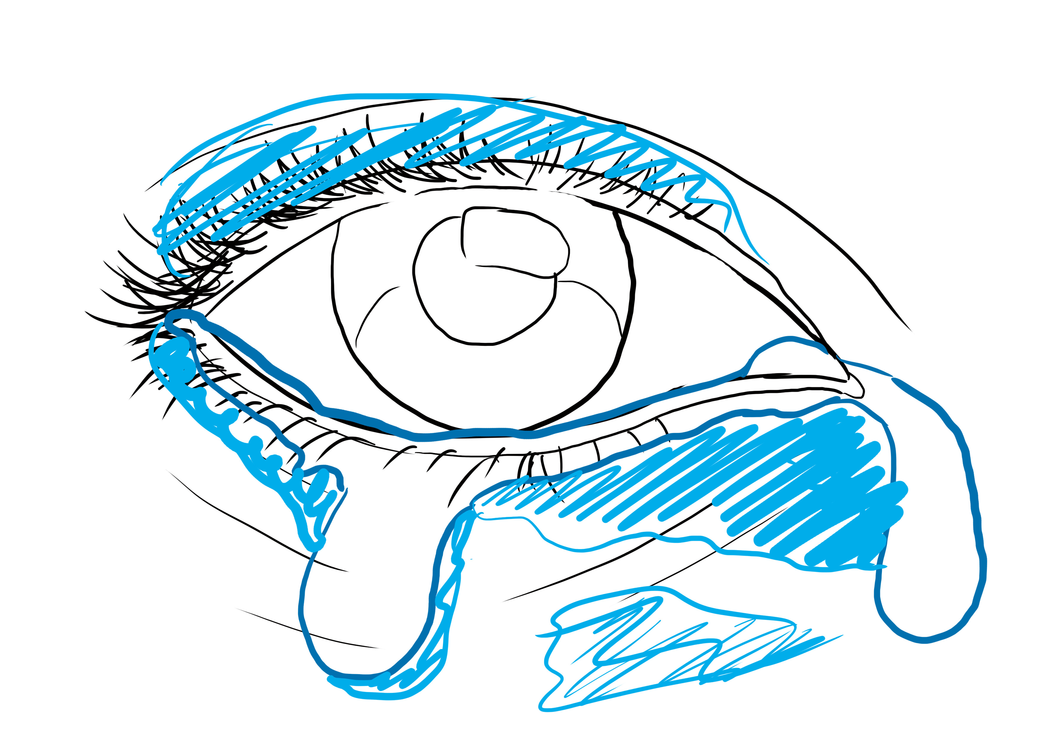 placer les zones mouillées sur le dessin de l’œil qui pleure