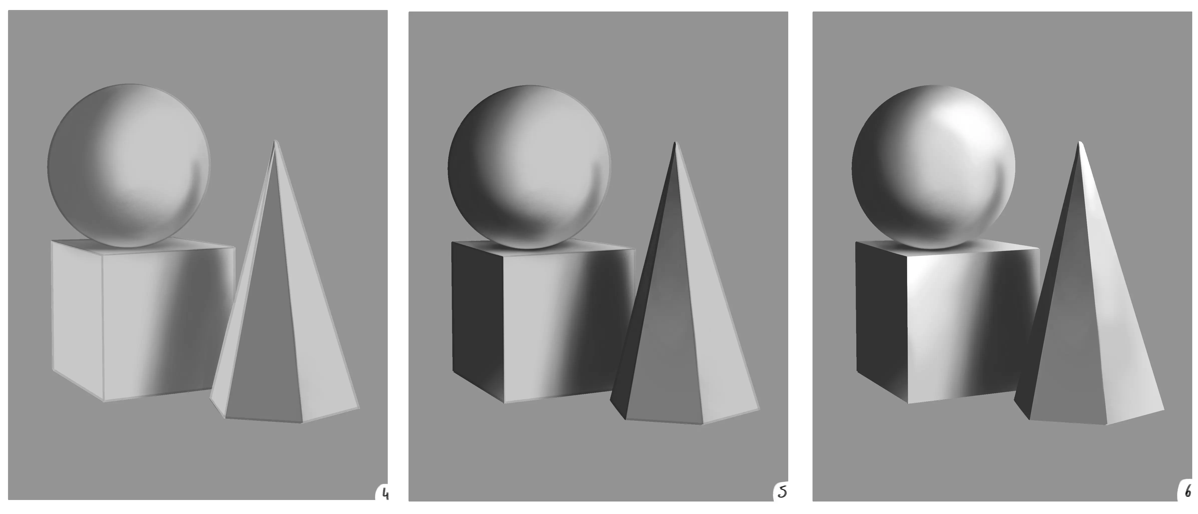 drawing volumes by adding shadow and light