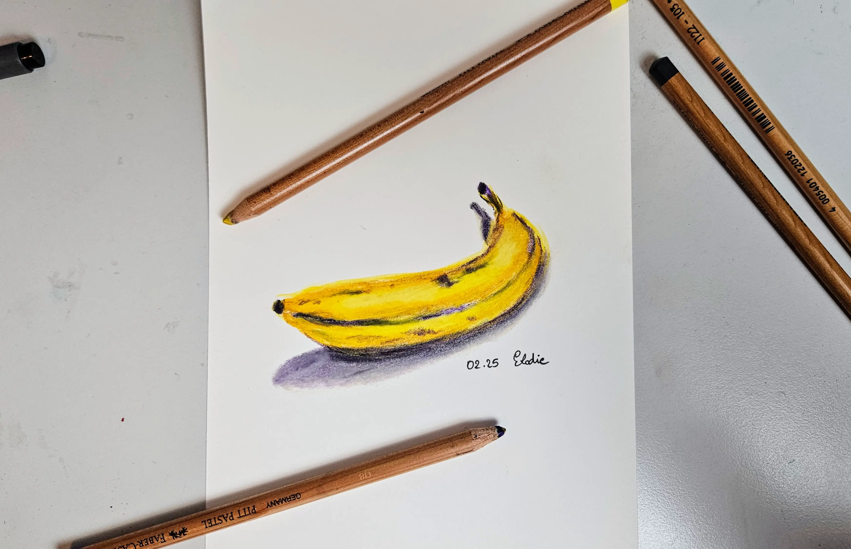 dessiner une banane aux pastels