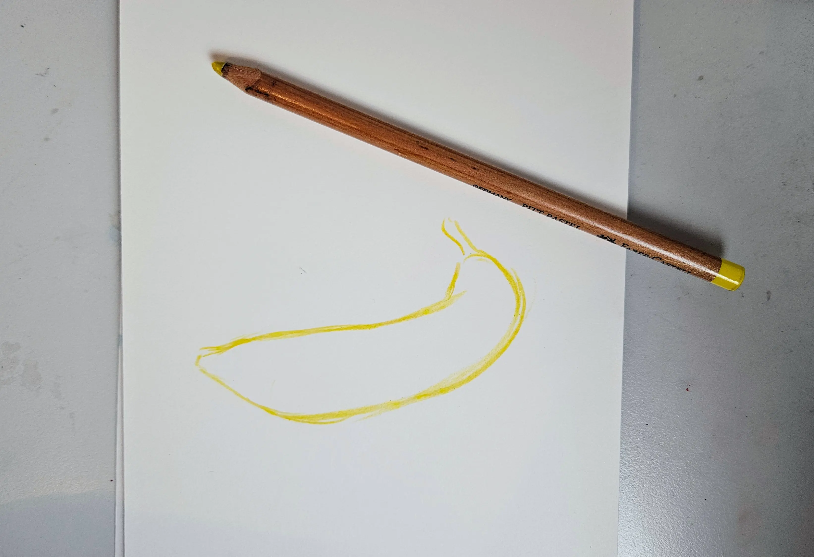dessiner la base d’une banane aux pastels
