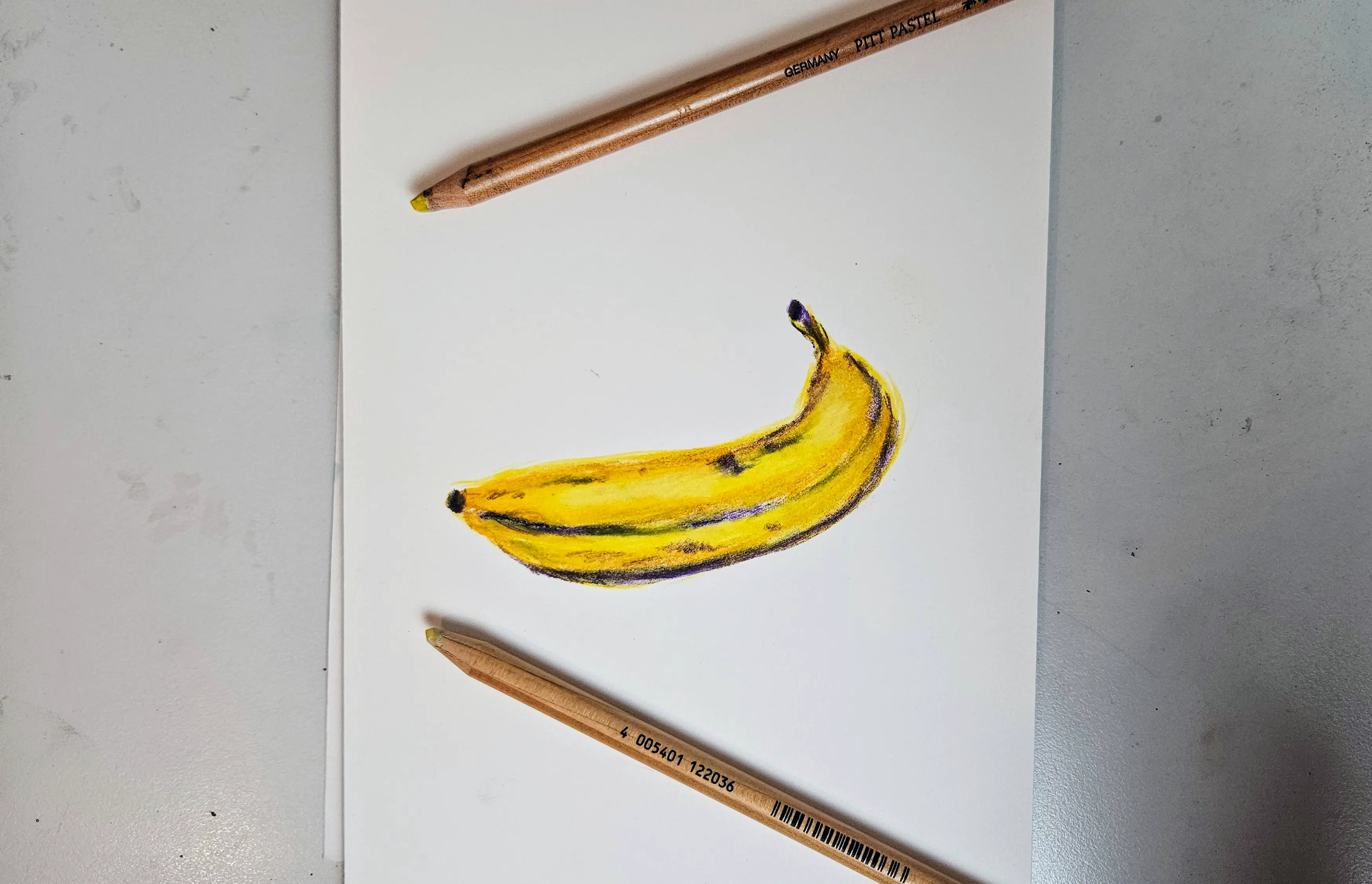 dessiner les couleurs d’une banane aux pastels