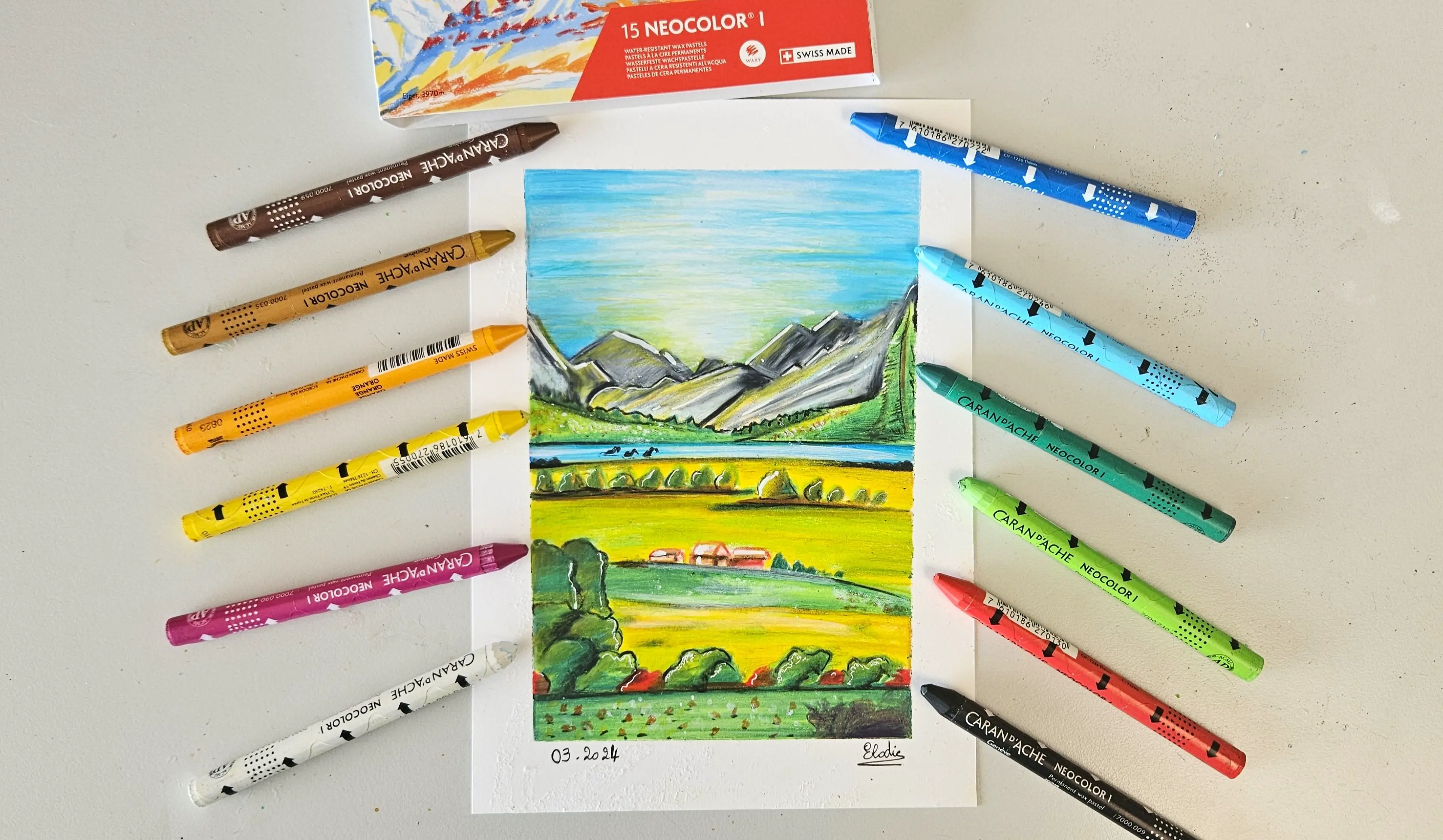 dessin aux pastels à la cire