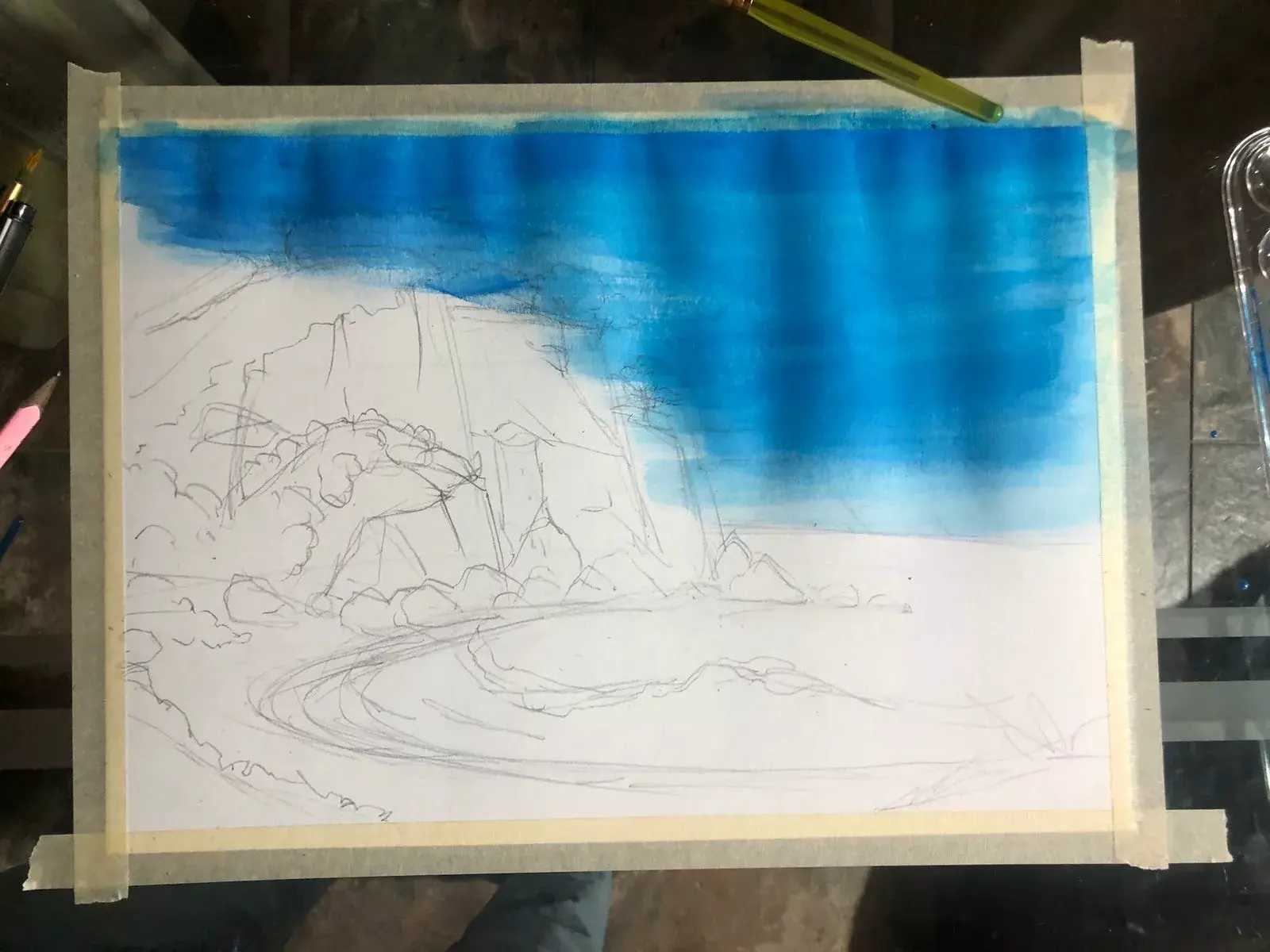 peindre le ciel d’un paysage à l’acrylique