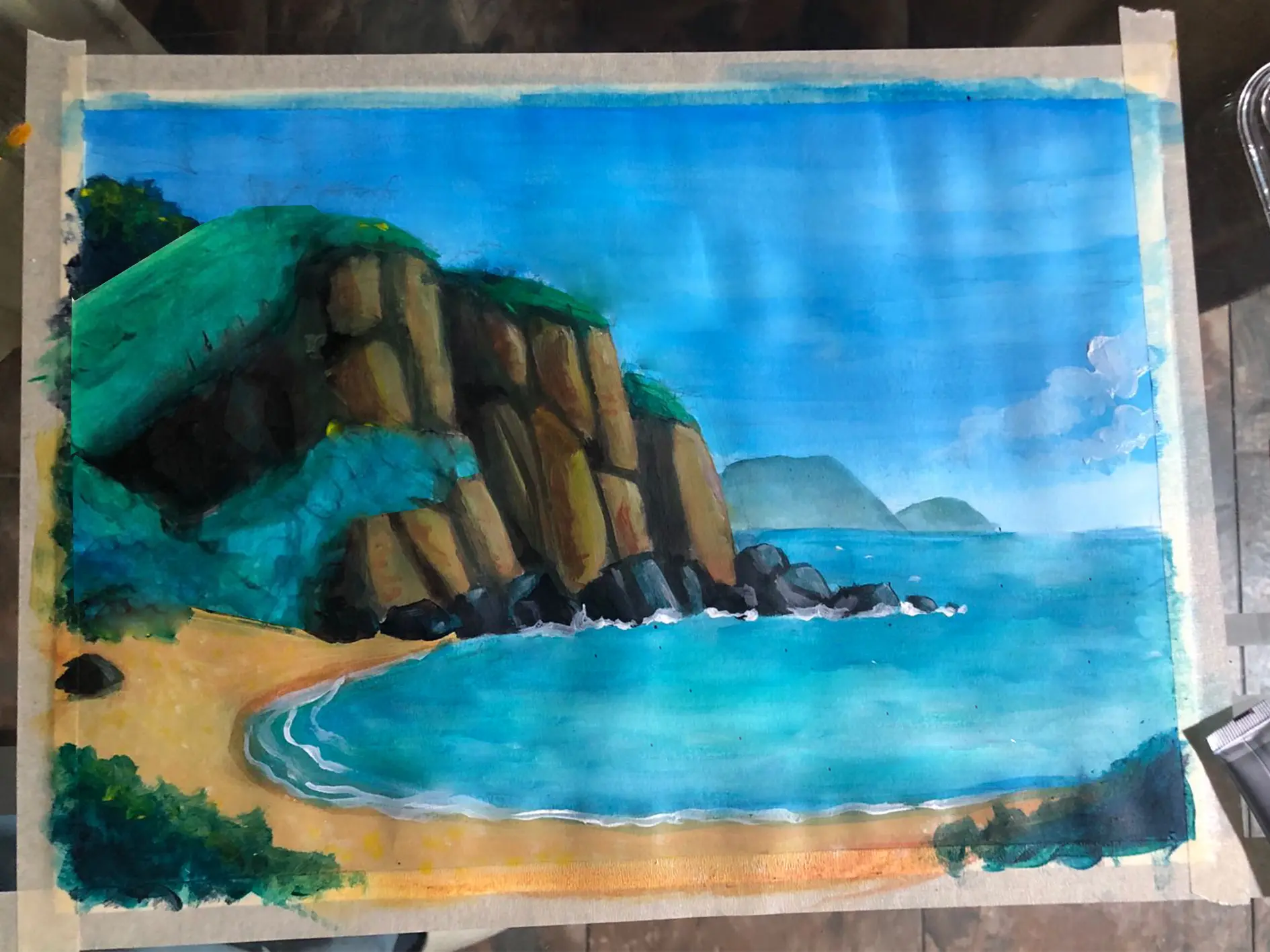 peindre les rochers d’un paysage à l’acrylique