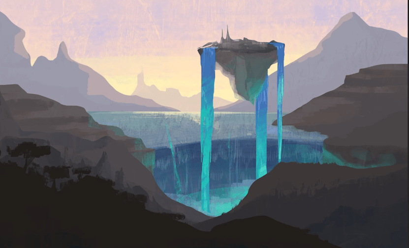 dessiner la couleur de l’eau d’un paysage fantastique