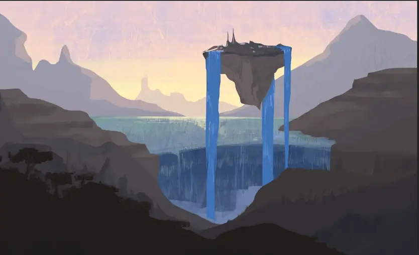 dessiner la source de lumière d’un paysage fantastique