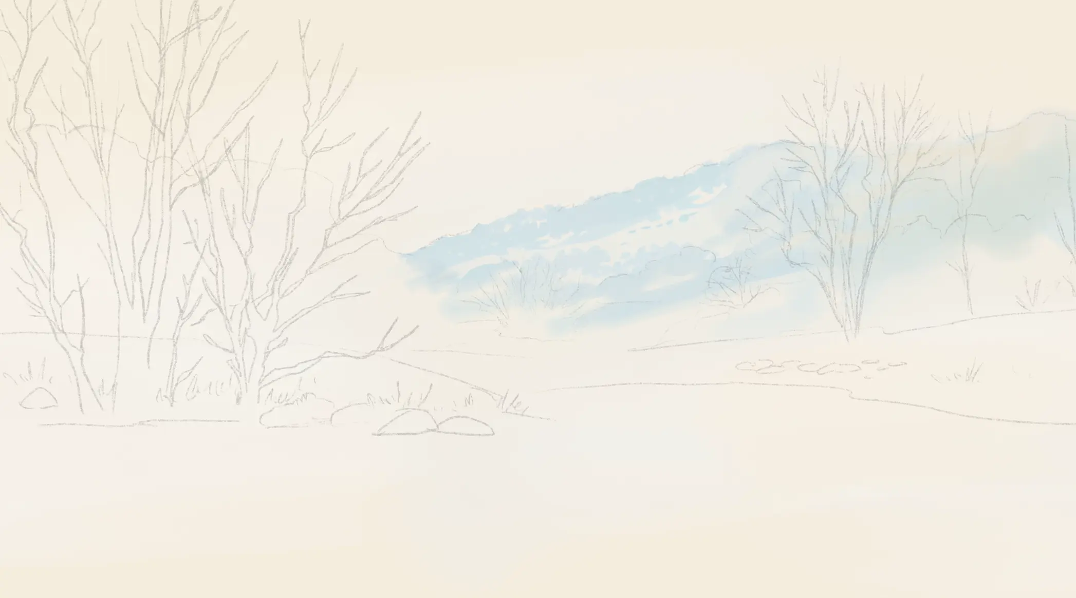 dessiner l’arrière plan d’un paysage d’hiver