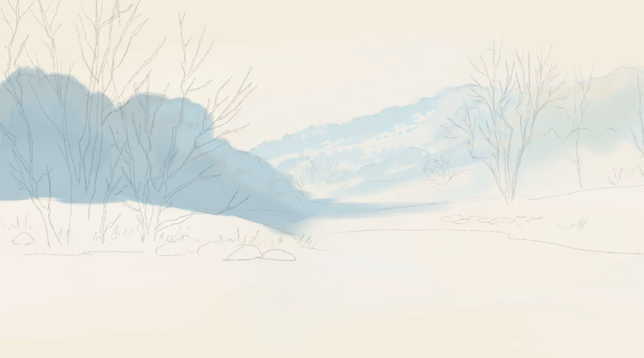 dessiner les montagnes d’un paysage d’hiver