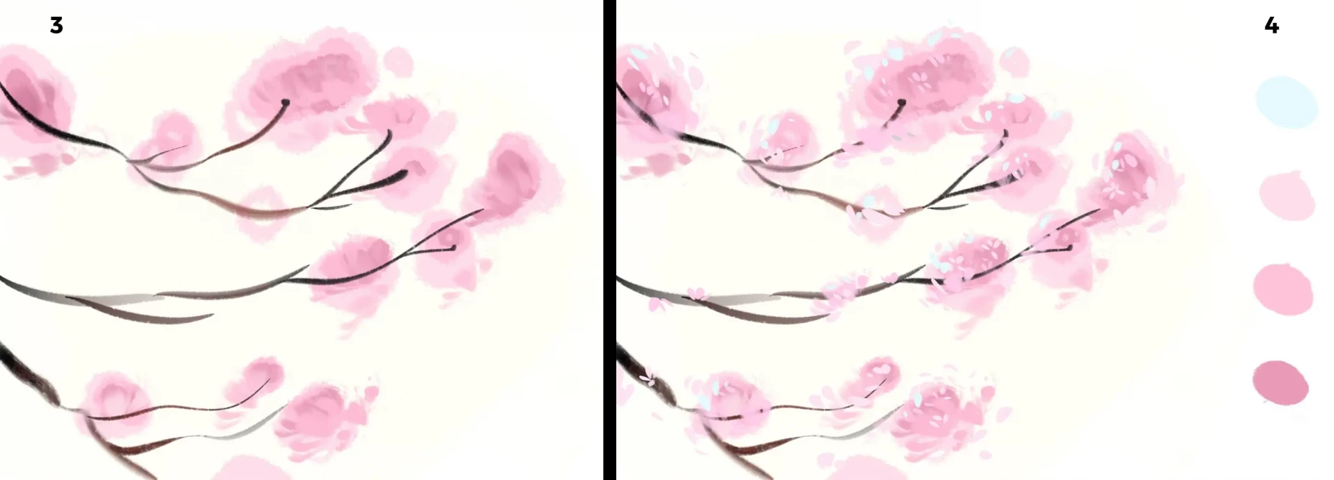 dessiner les branches d’un cerisier japonais