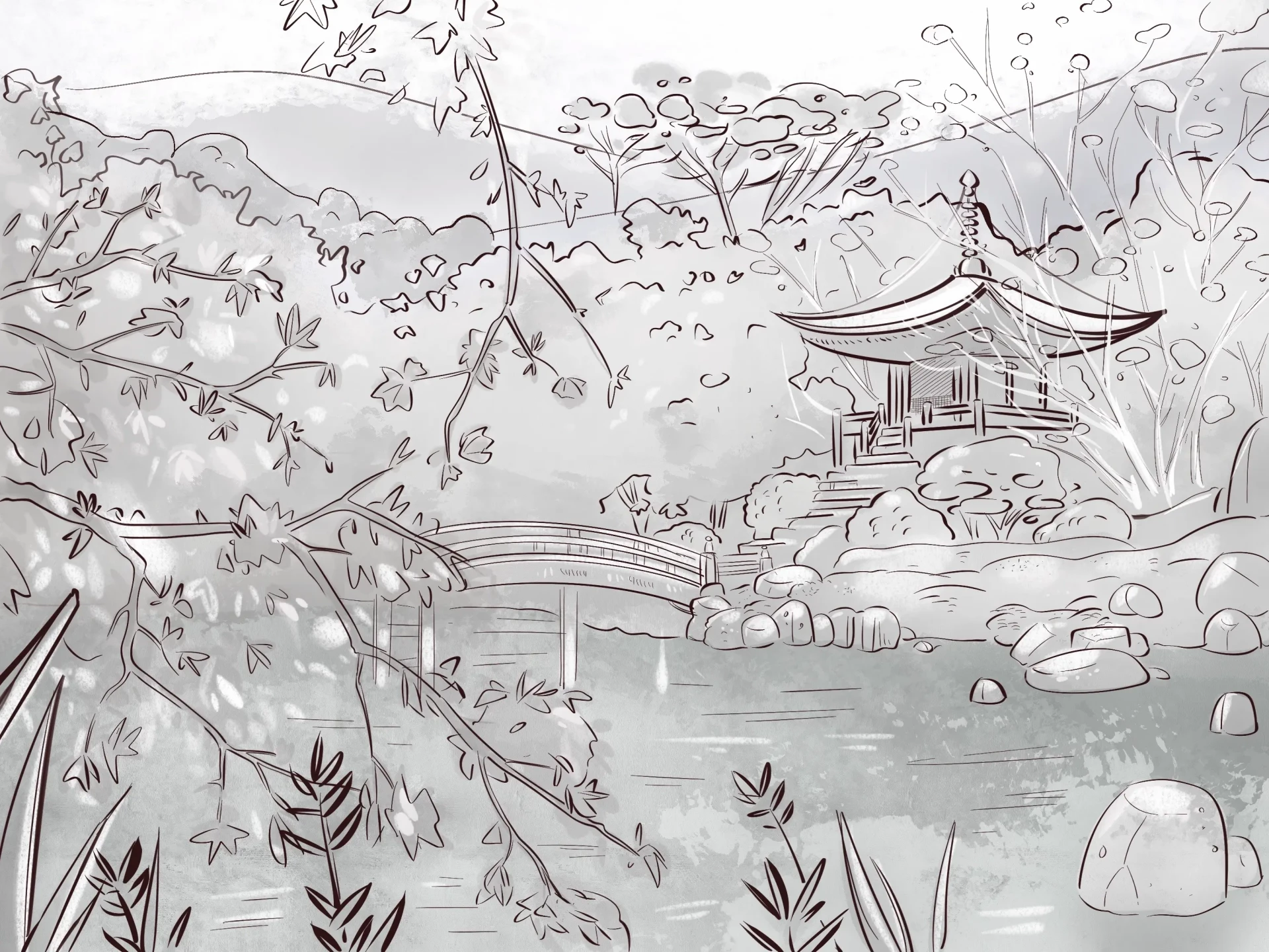 dessiner les couleurs d’un paysage japonais