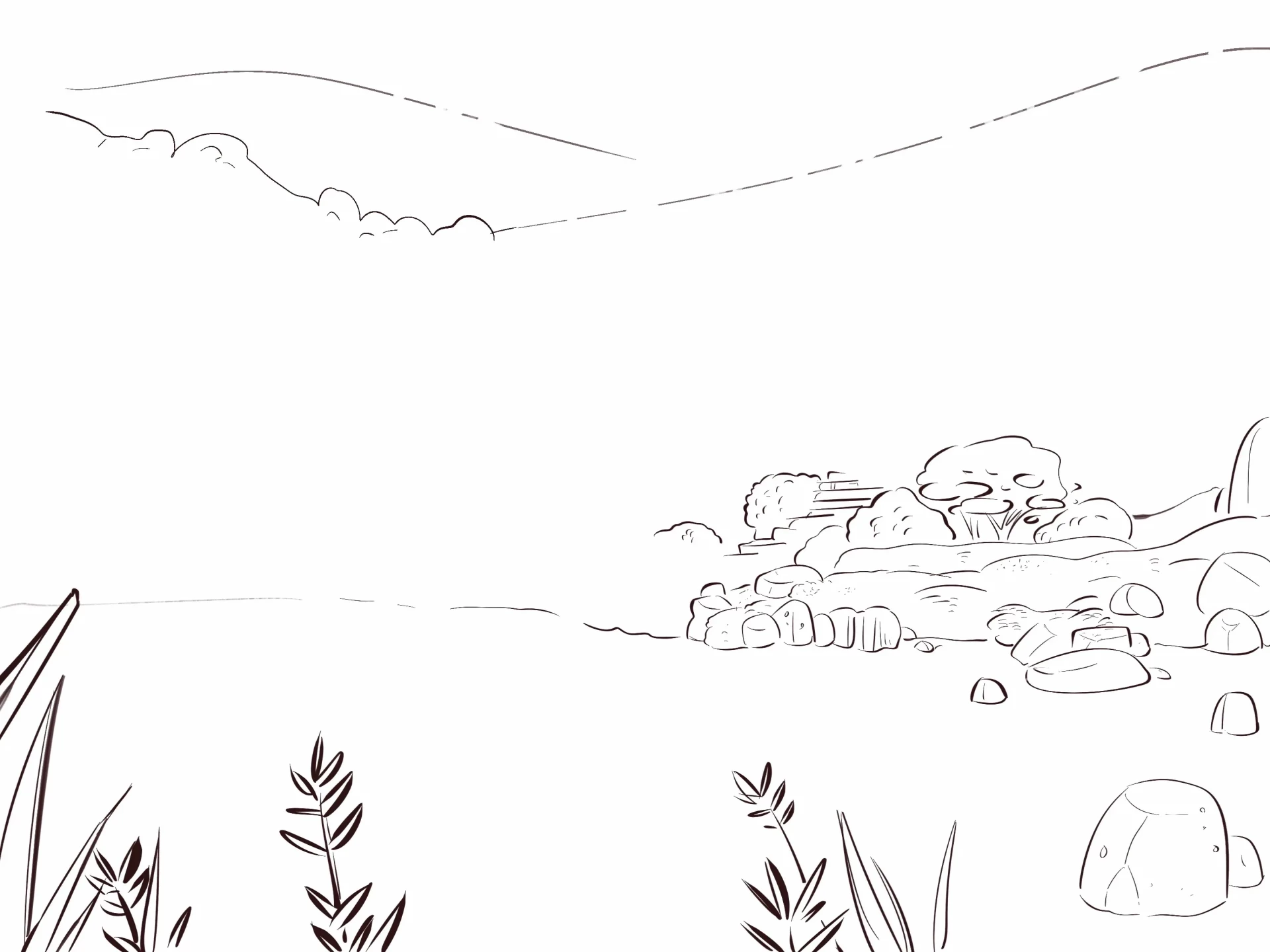 dessiner les montagnes d’un paysage japonais