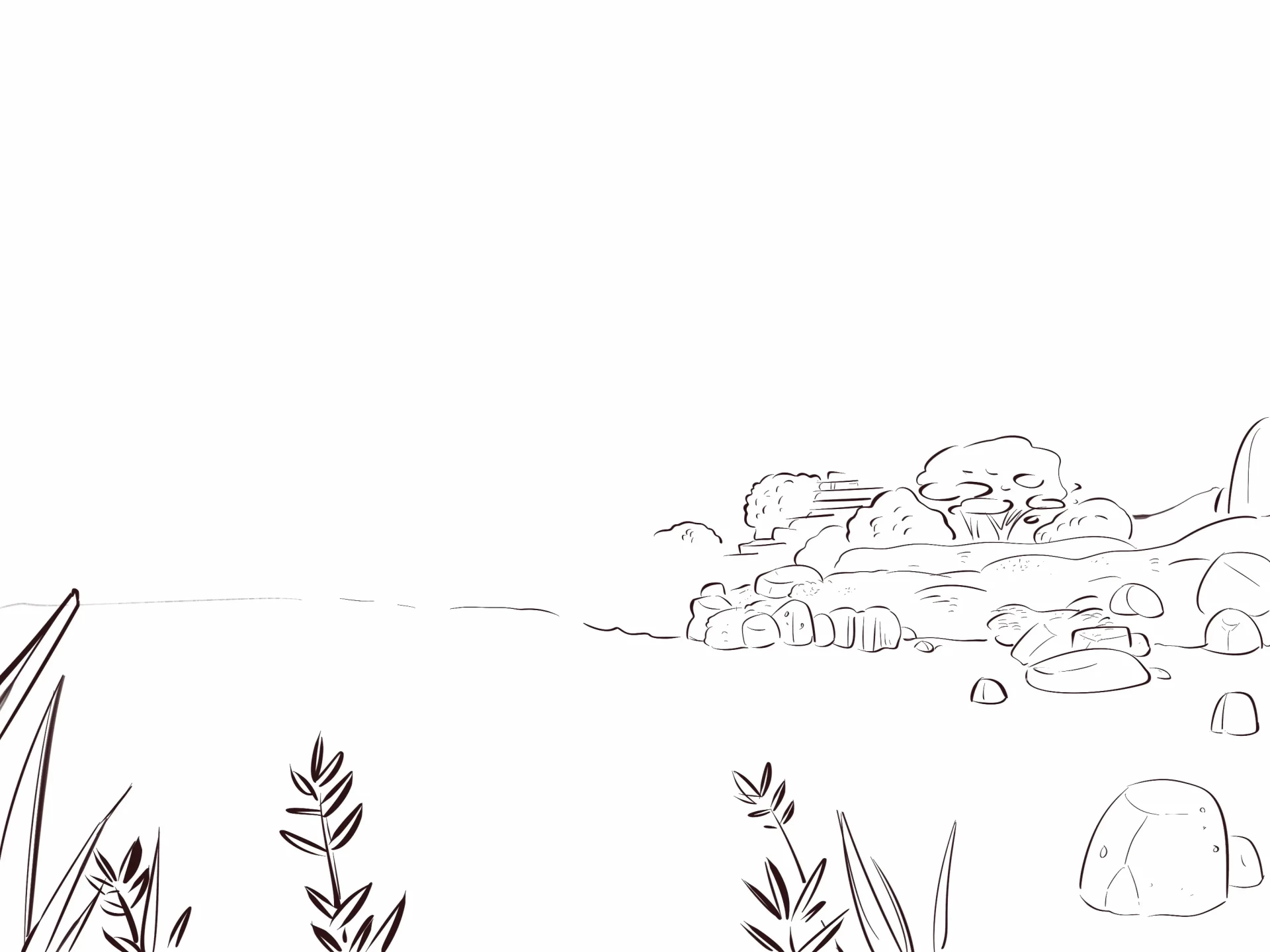 dessiner le premier plan d’un paysage japonais