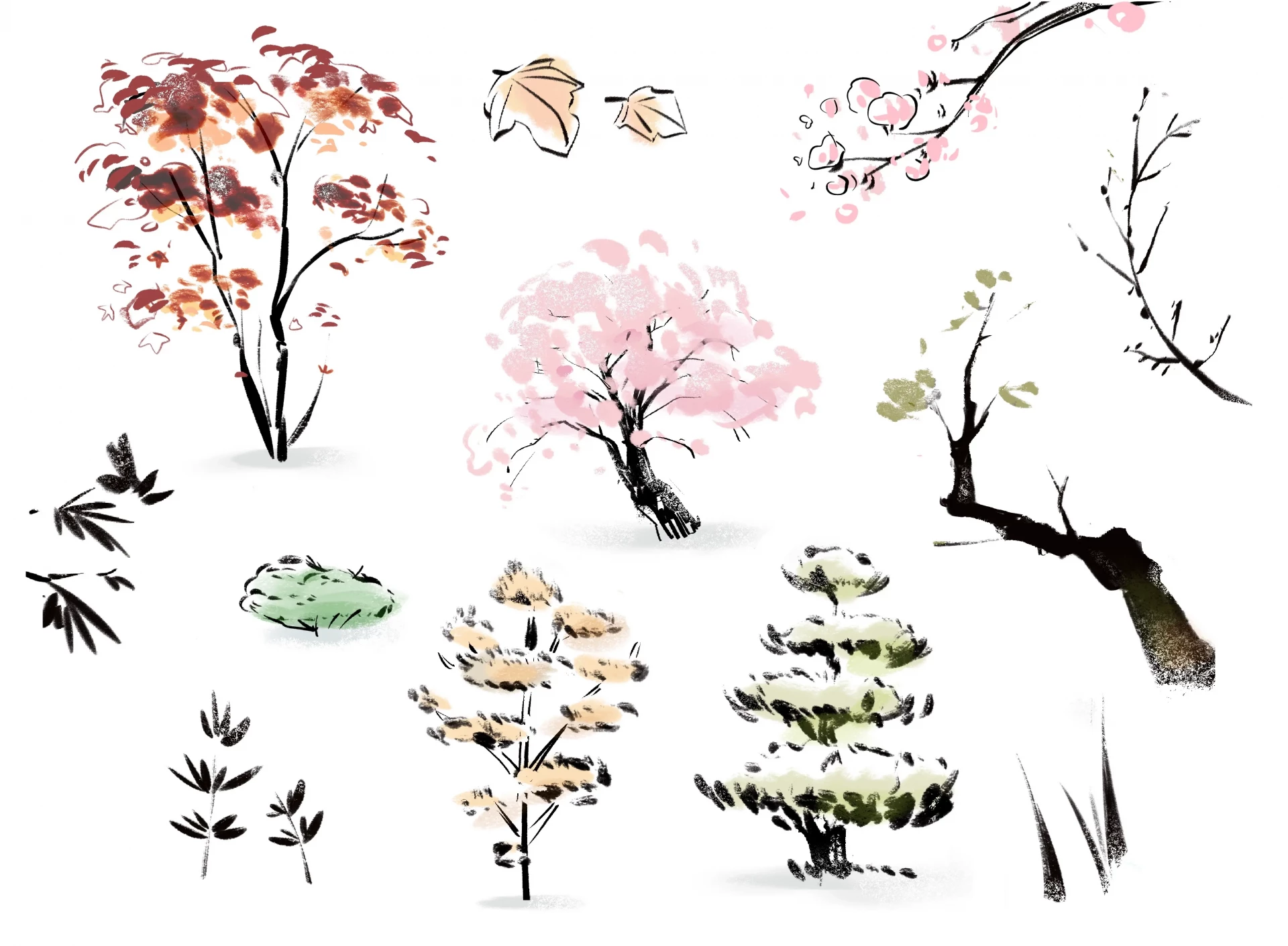 dessins d’arbres japonais