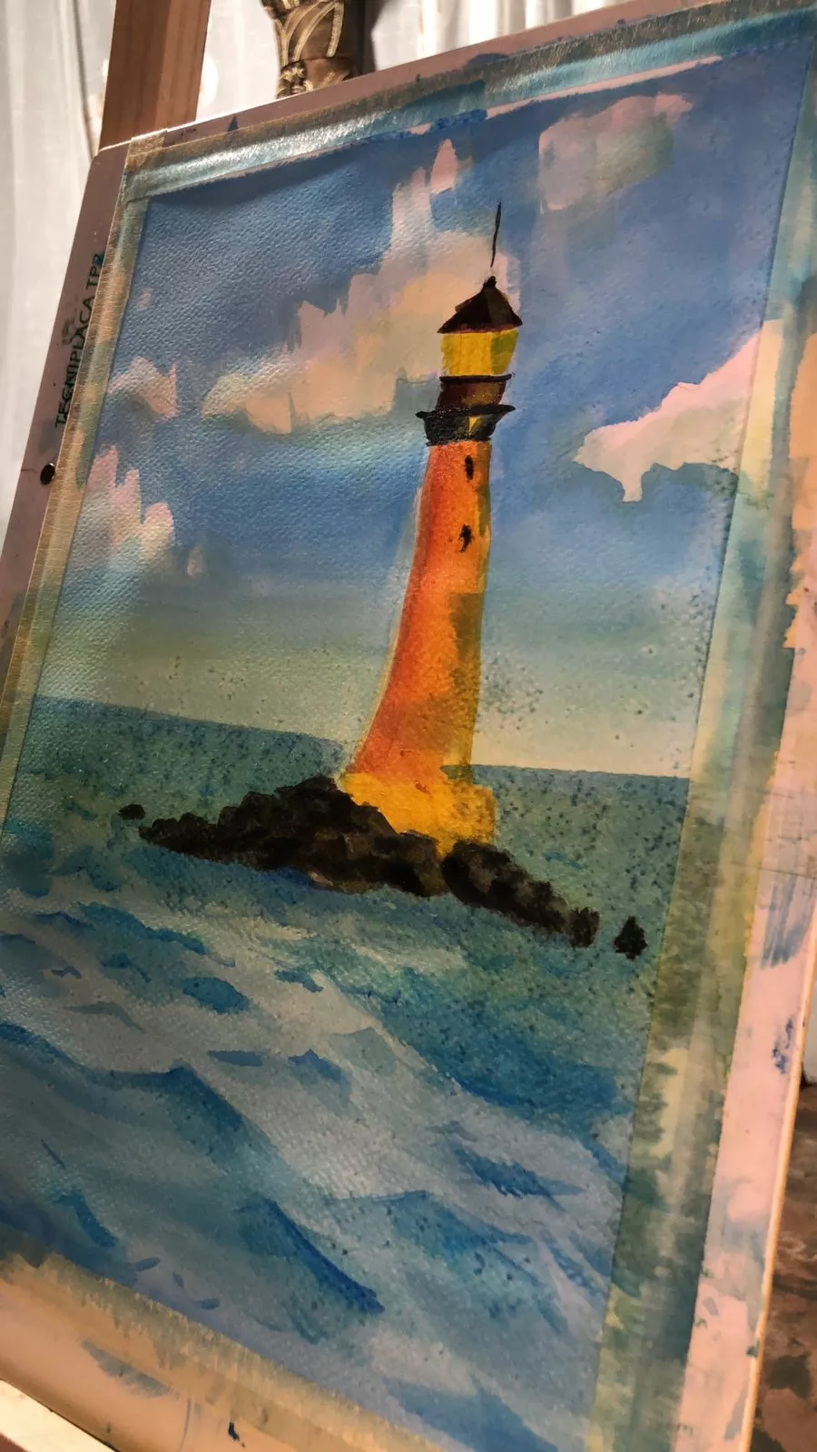 peindre un phare d’un paysage marin à l’aquarelle