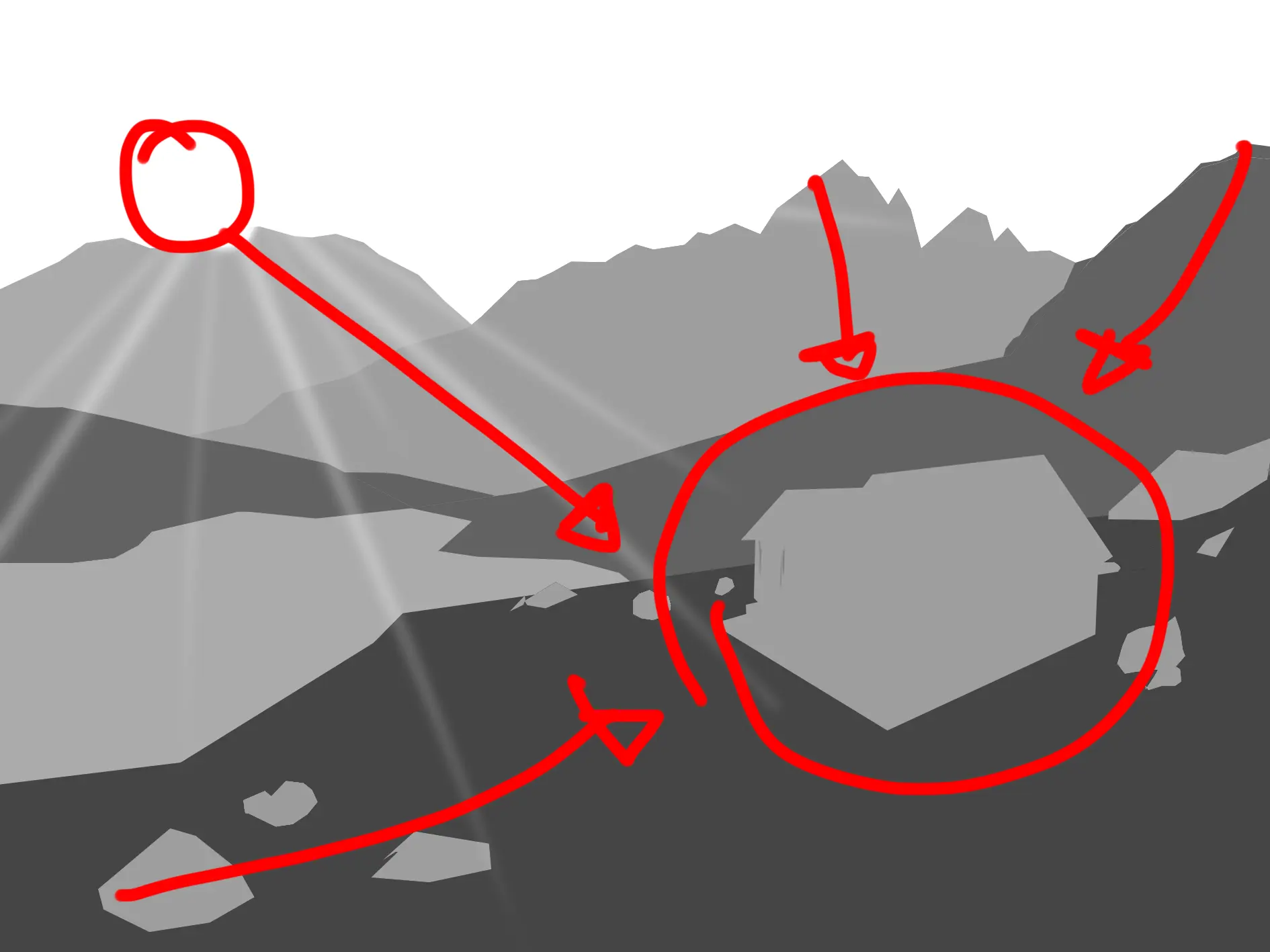 dessiner la lumière d’un paysage en noir et blanc