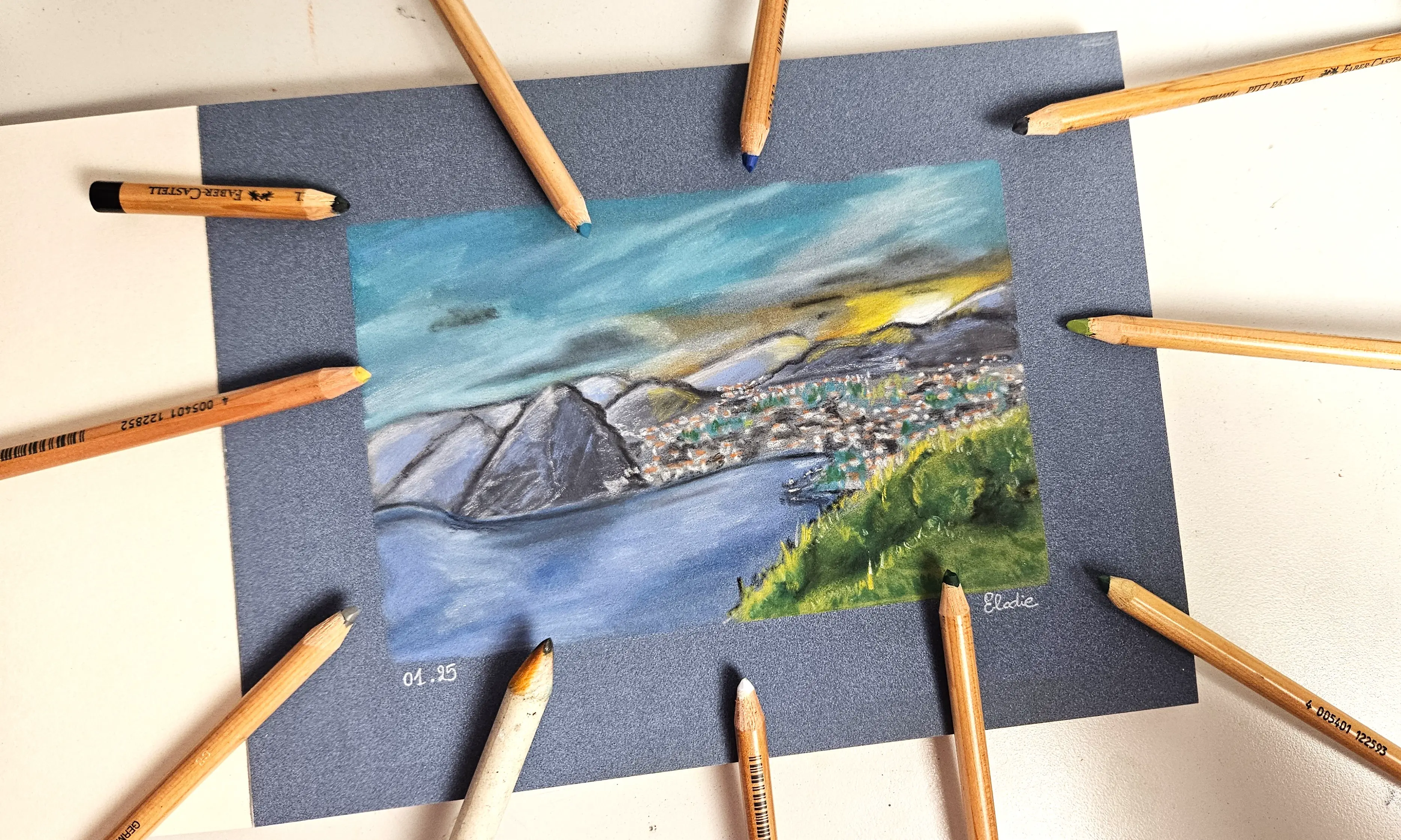 dessiner un paysage aux pastels secs