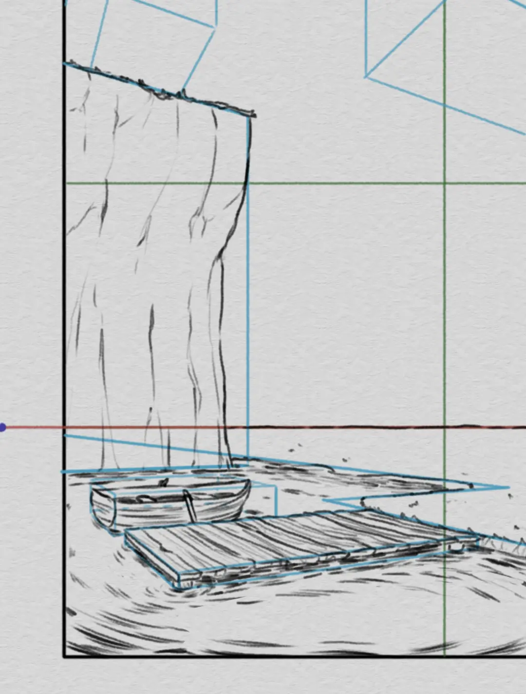 dessiner une barque d’un paysage en perspective