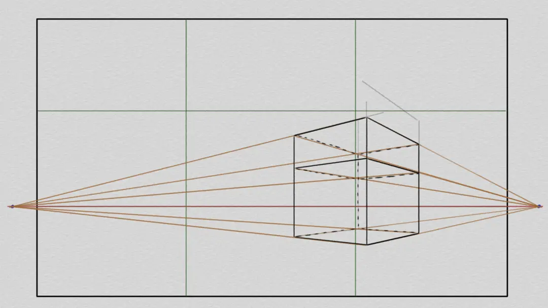 dessiner la base d’une maison d’un paysage en perspective