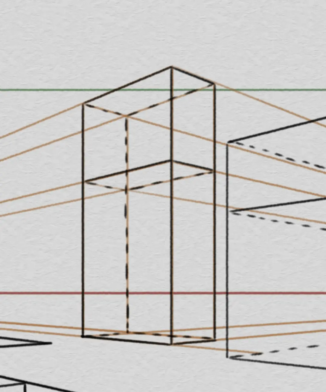 dessiner une boîte englobante d’un paysage en perspective