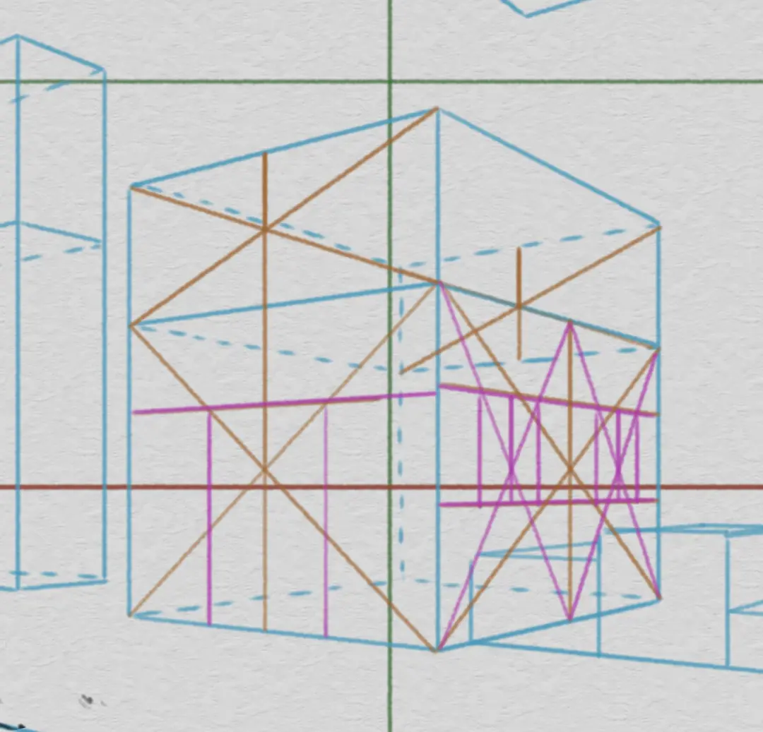 dessiner les détails d’une maison d’un paysage en perspective