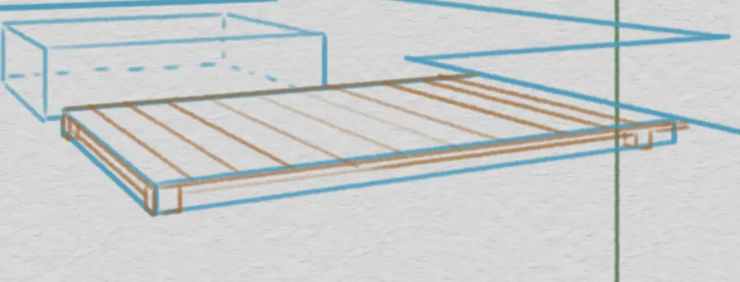 dessiner les lattes d’un ponton d’un paysage en perspective