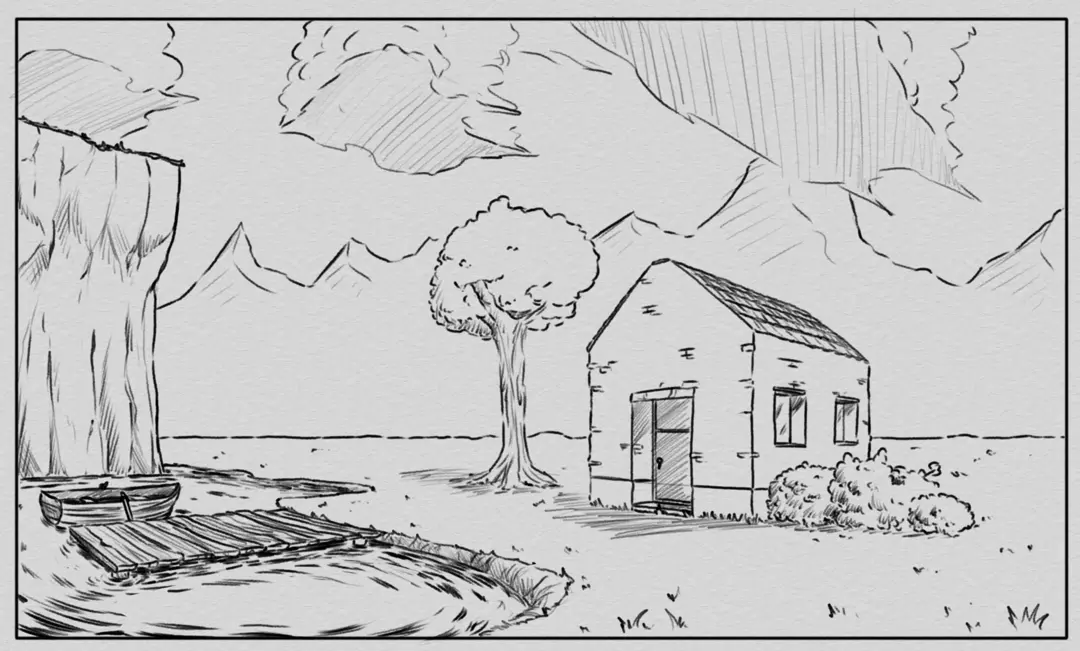 dessin d’un paysage en perspective