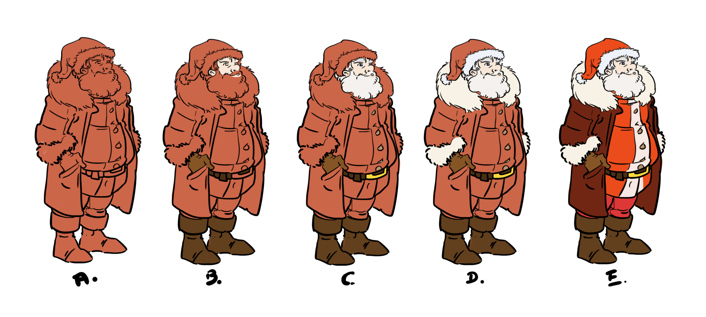 réaliser un dessin de Père Noël en couleur étape par étape