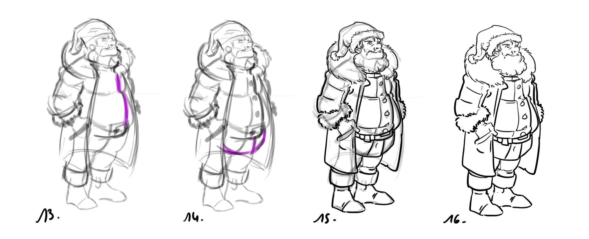 réaliser un dessin de Père Noël étape 4