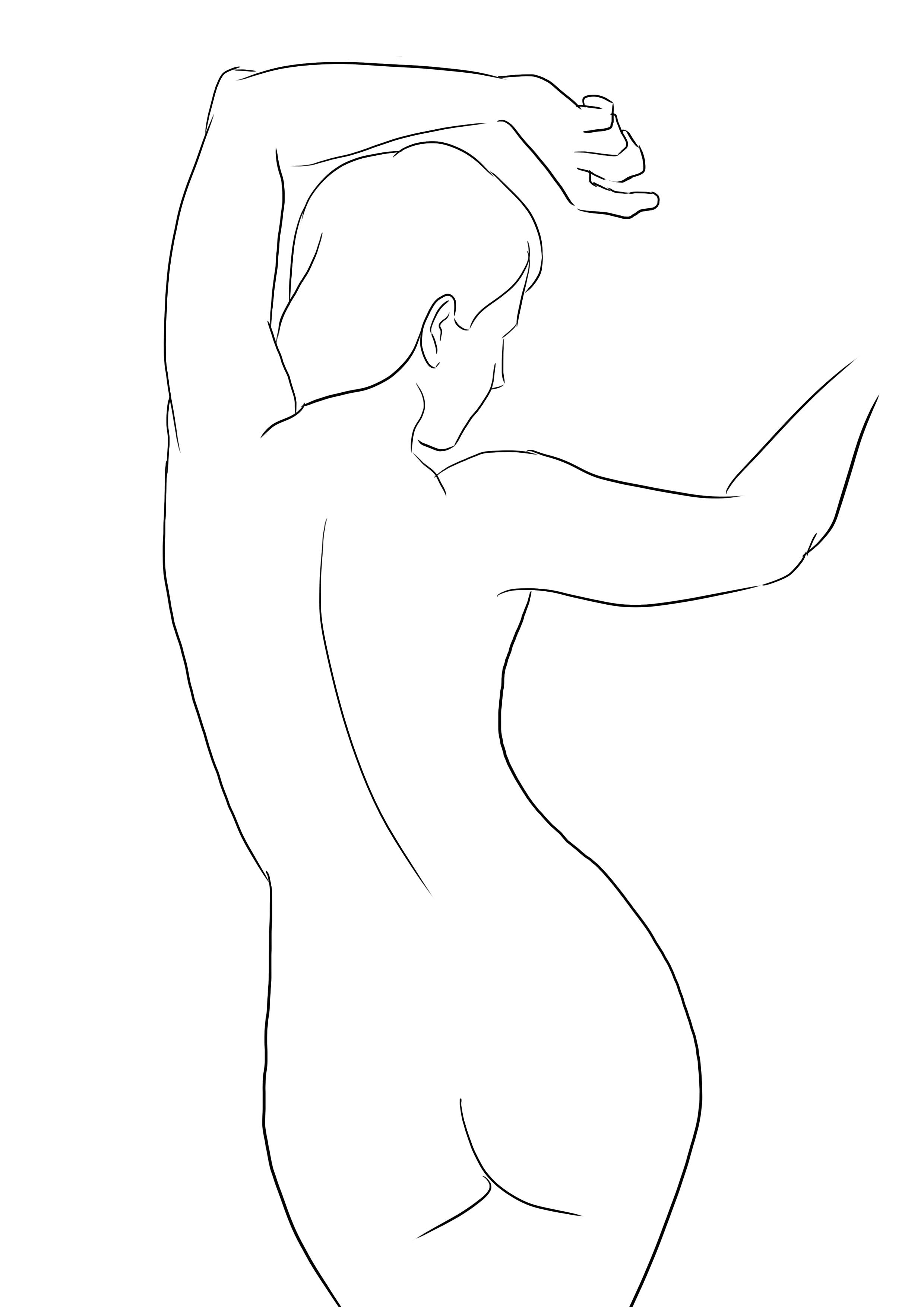 Dessiner le corps du personnage féminin de dos