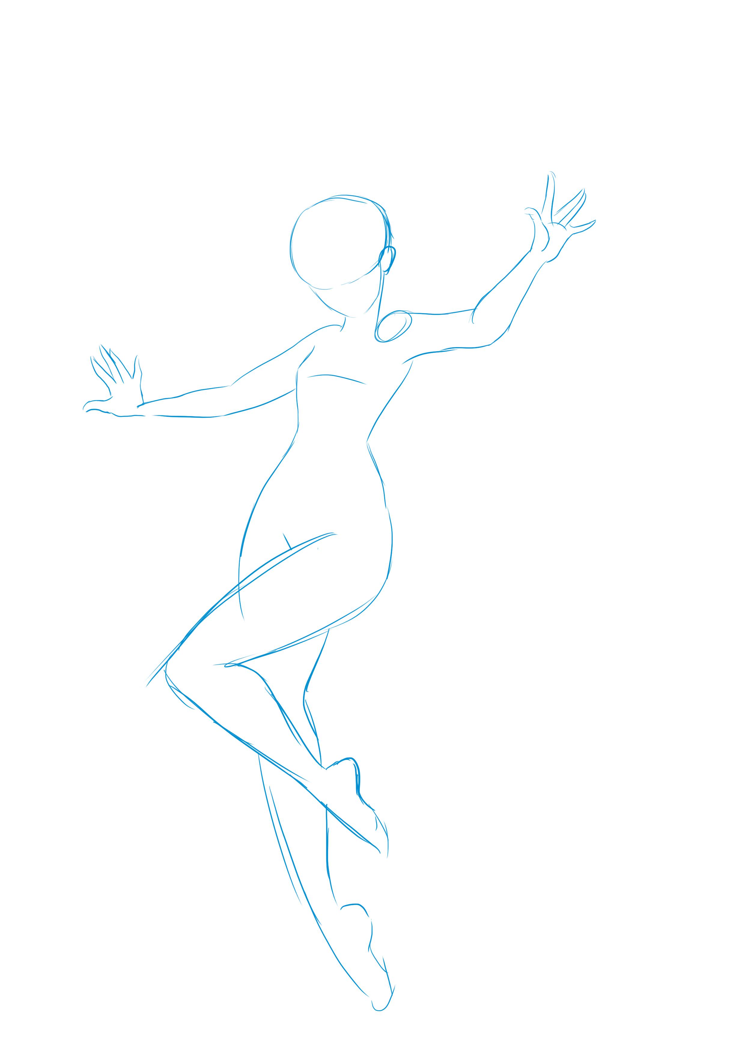 dibujar el boceto del personaje en movimiento