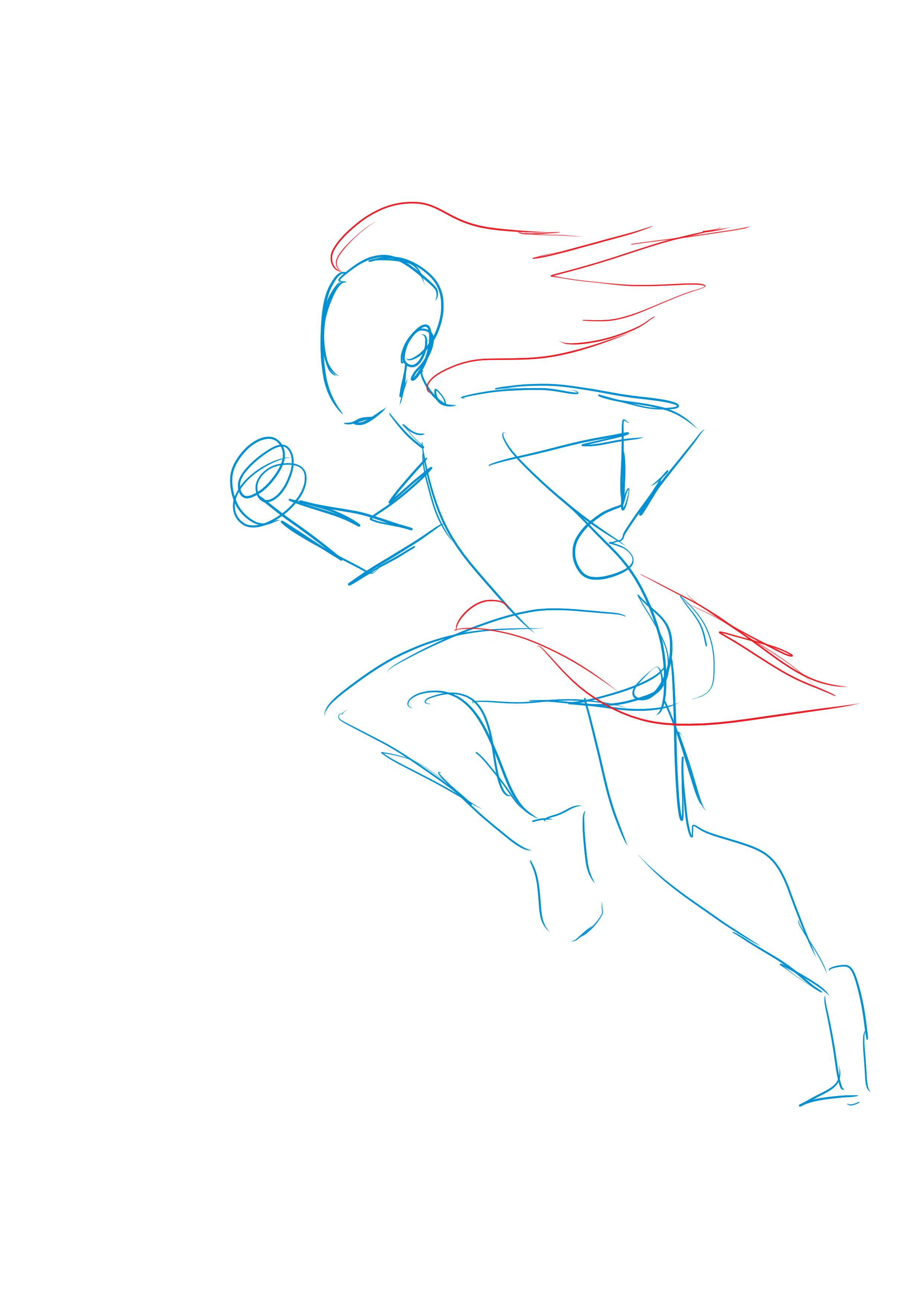 dibujar los elementos de un personaje que corre 1