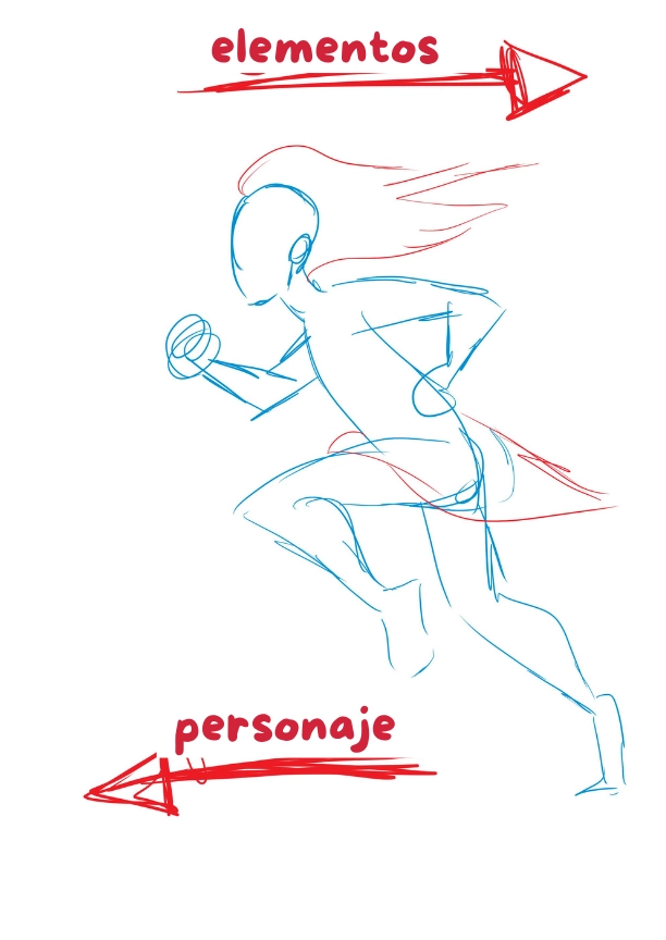 dibujar los elementos de un personaje que corre 2