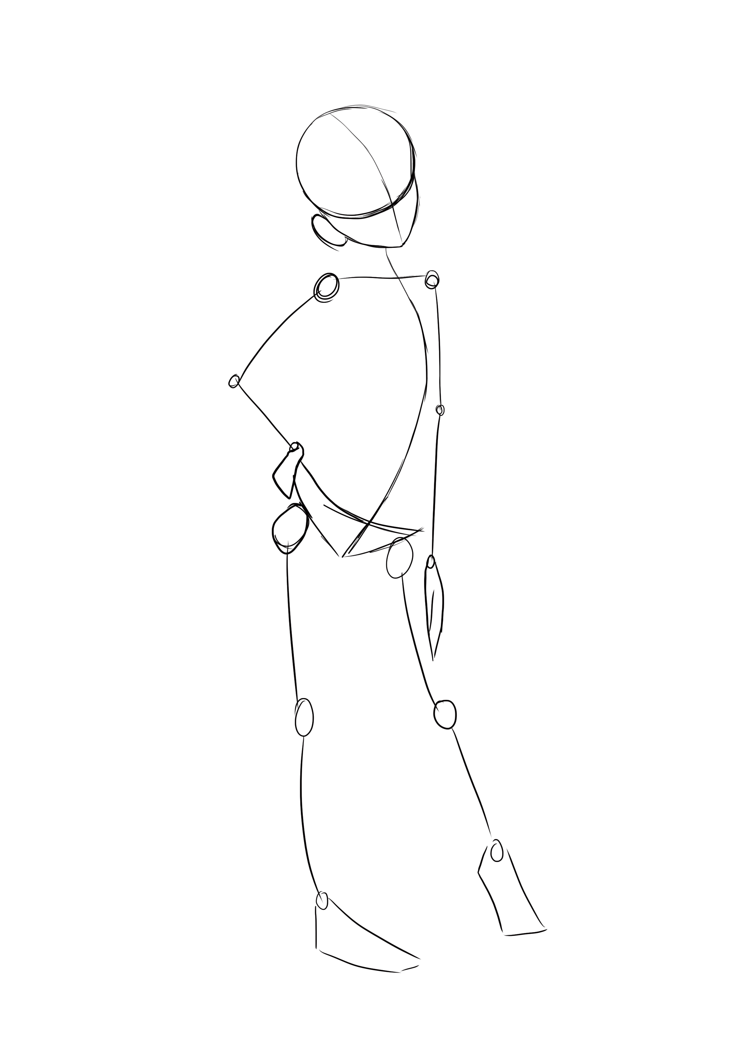 croquis du squelette du personnage