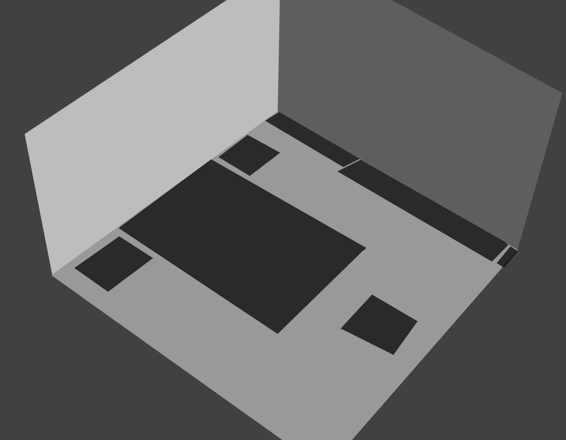 dessiner les ombres d’une chambre en perspective vue de haut