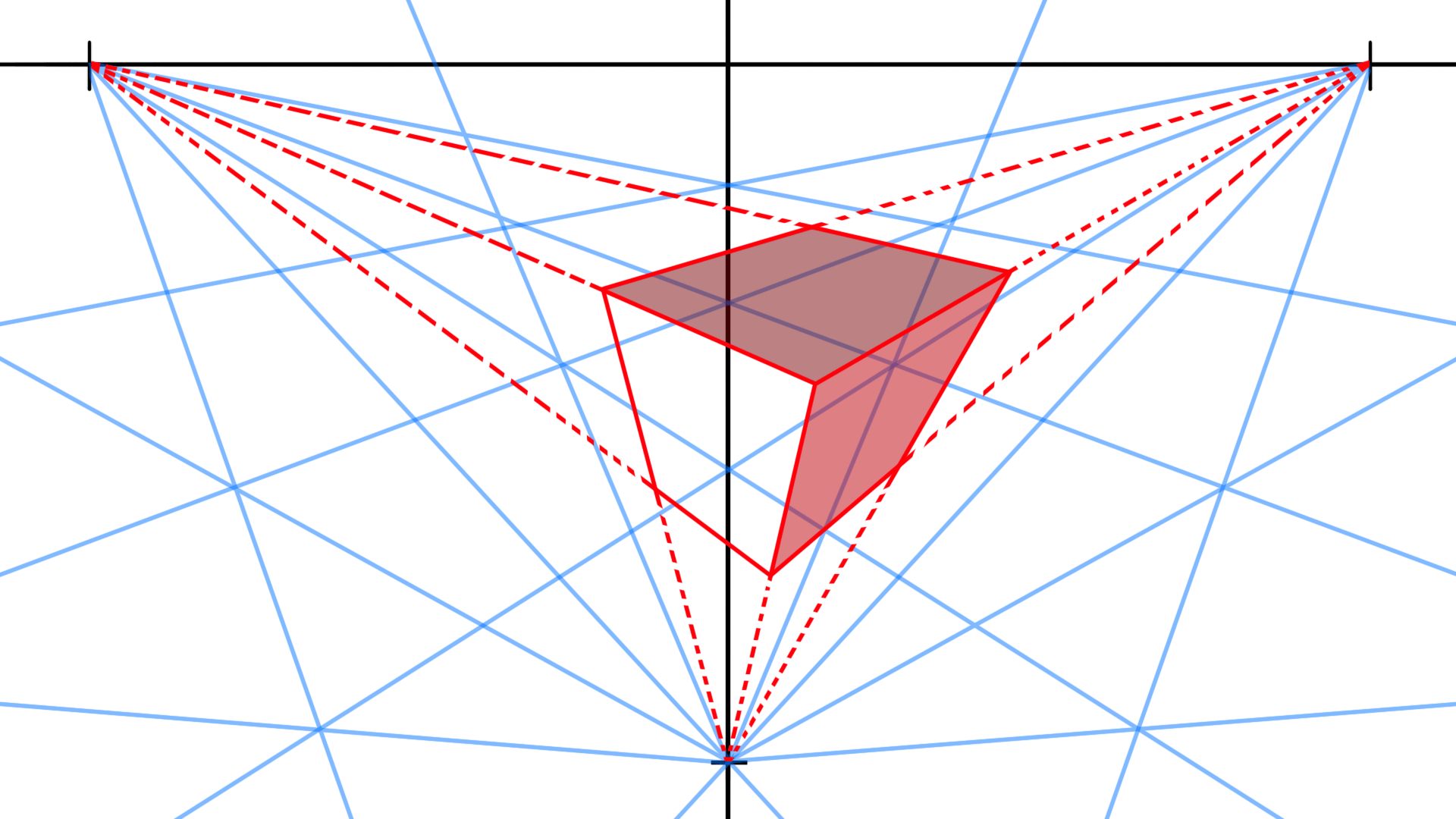 dessin en perspective aérienne en plongée à trois points de fuite