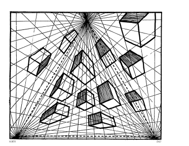 dessiner les parallélépipèdes en perspective avec trois points de fuite