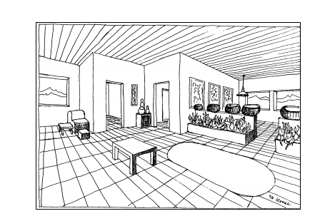 exemple de dessin où la perspective à deux points de fuite est adaptée