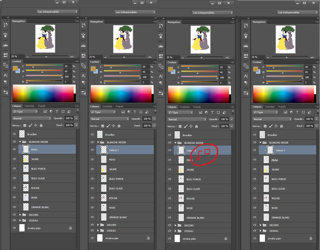 Créer les calques pour appliquer les ombres et lumières au dessin