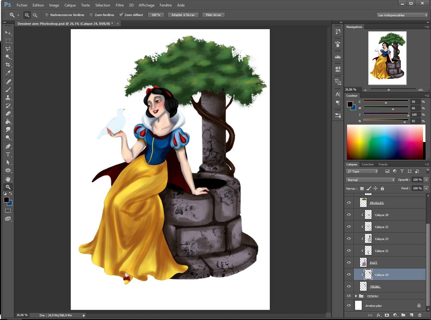 Dessiner les détails du tronc d'arbre