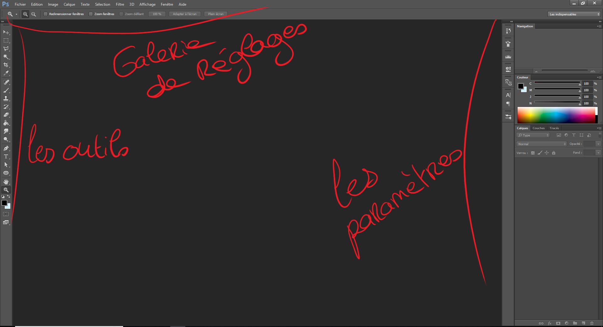 Présentation de l'interface de Photoshop