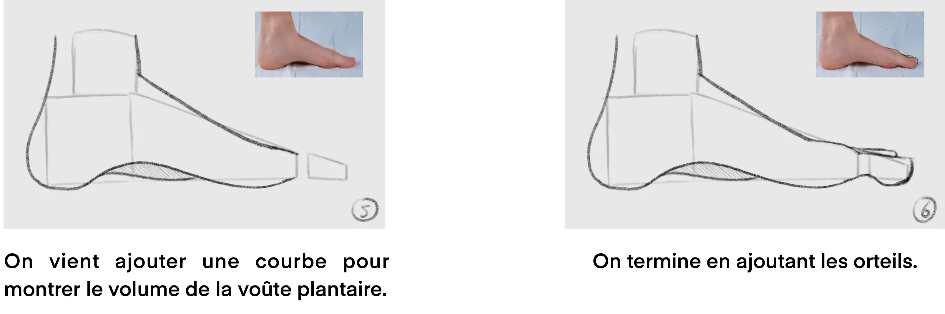 dessiner un pied de profil