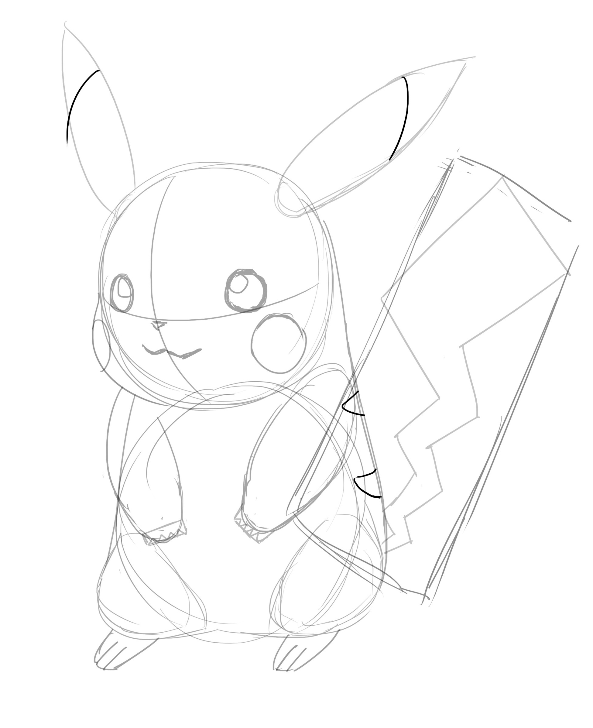 Dessiner les marques du dos de Pikachu