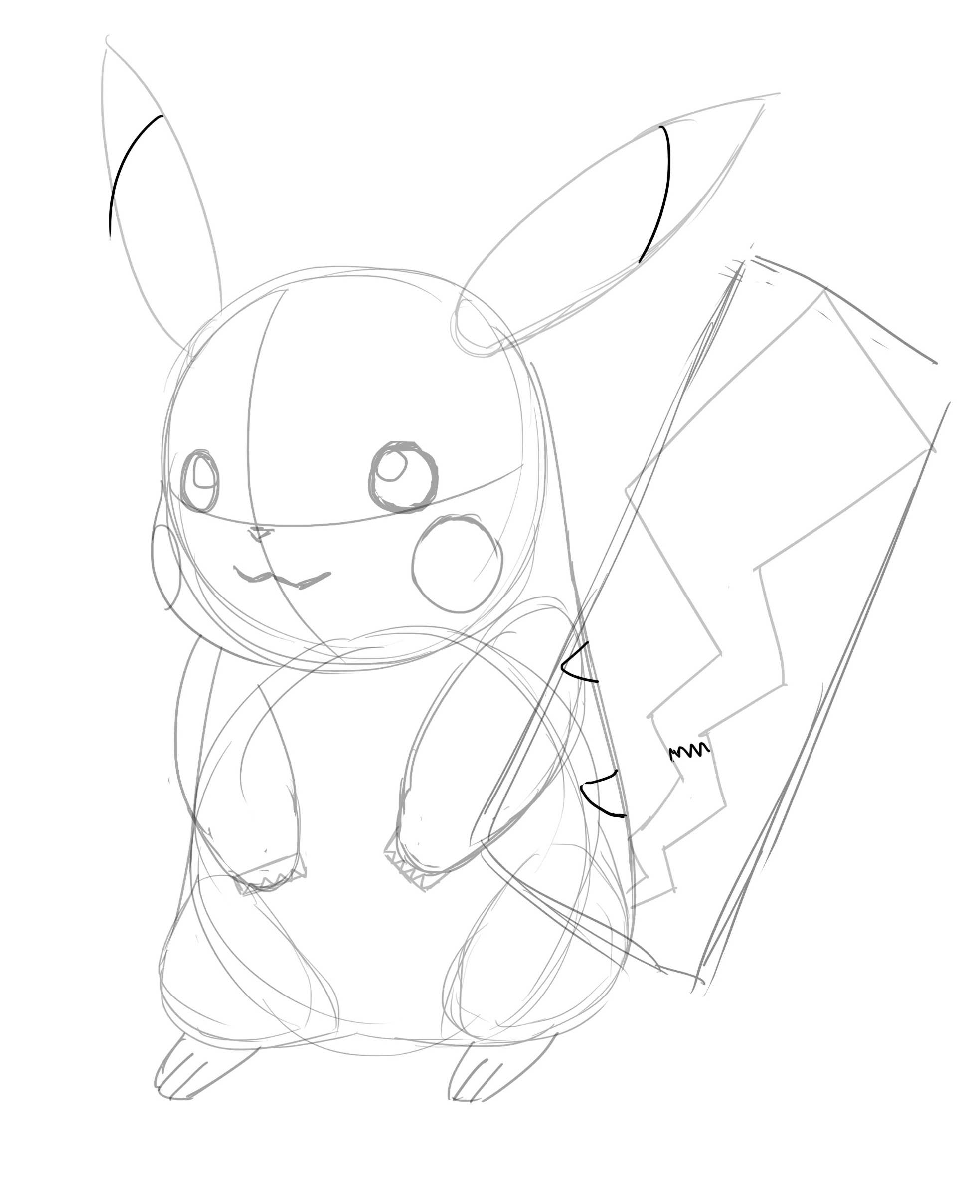 Dessiner les marques de la queue de Pikachu