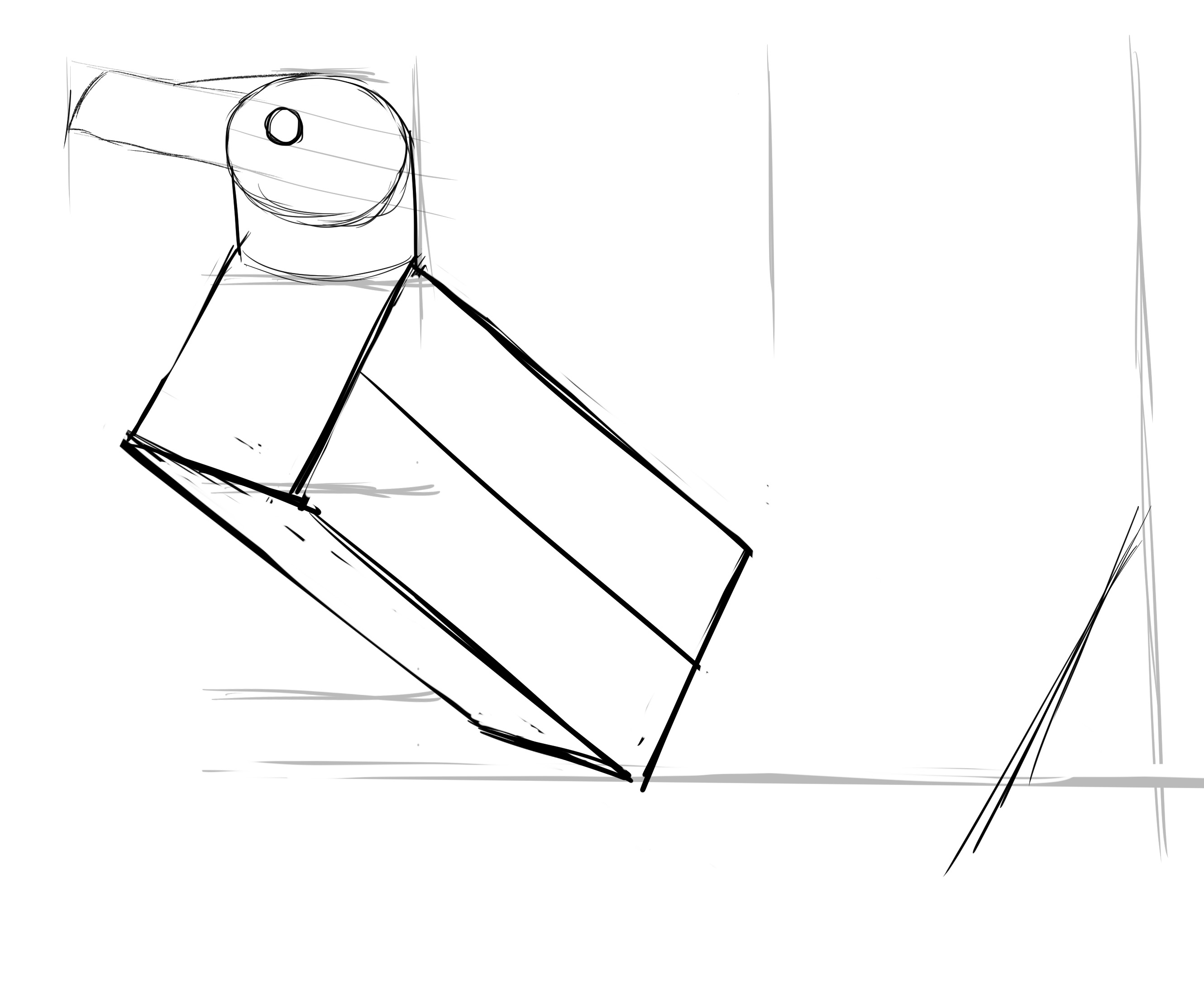 croquis du repère pour le dessin de la queue du pingouin