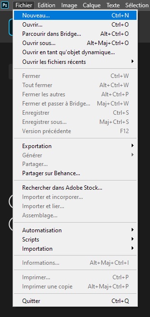 création d’un fichier sur photoshop en vue du dessin de pixel art