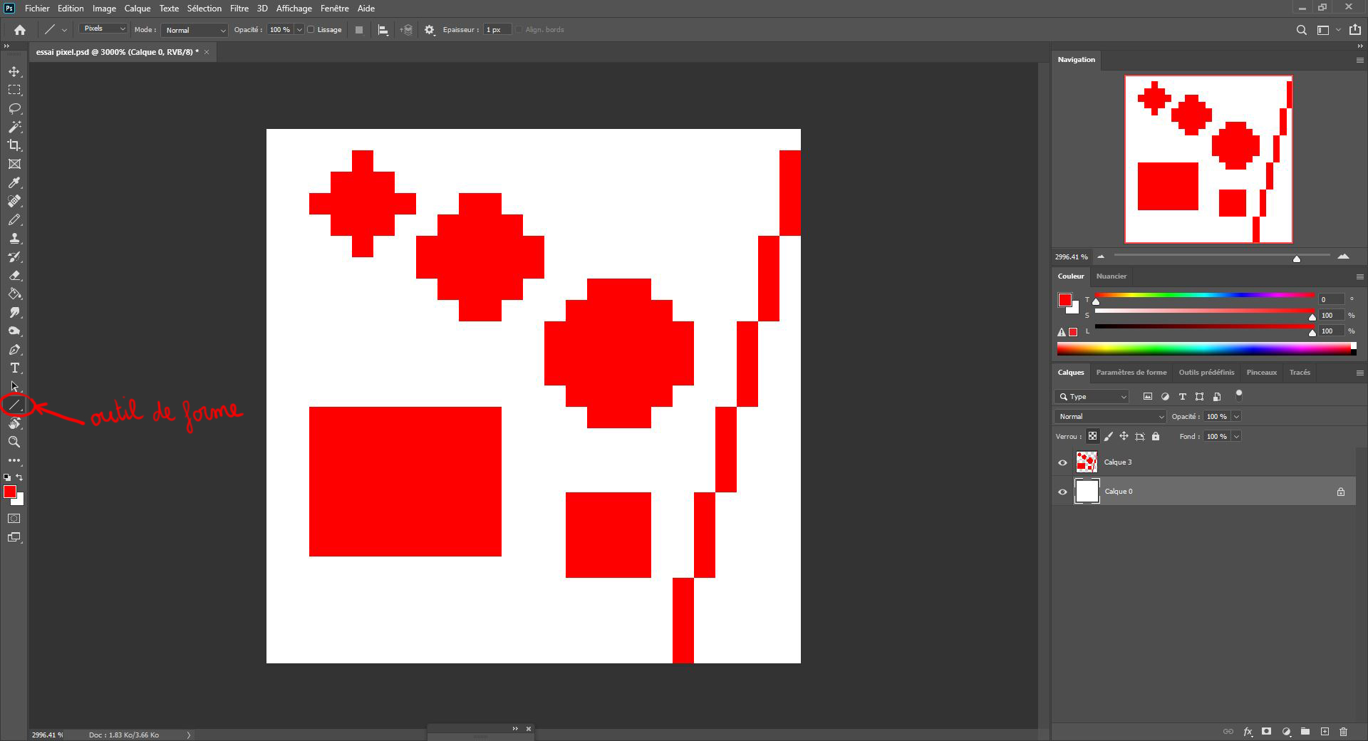 dessiner des formes en pixel art sur photoshop 3
