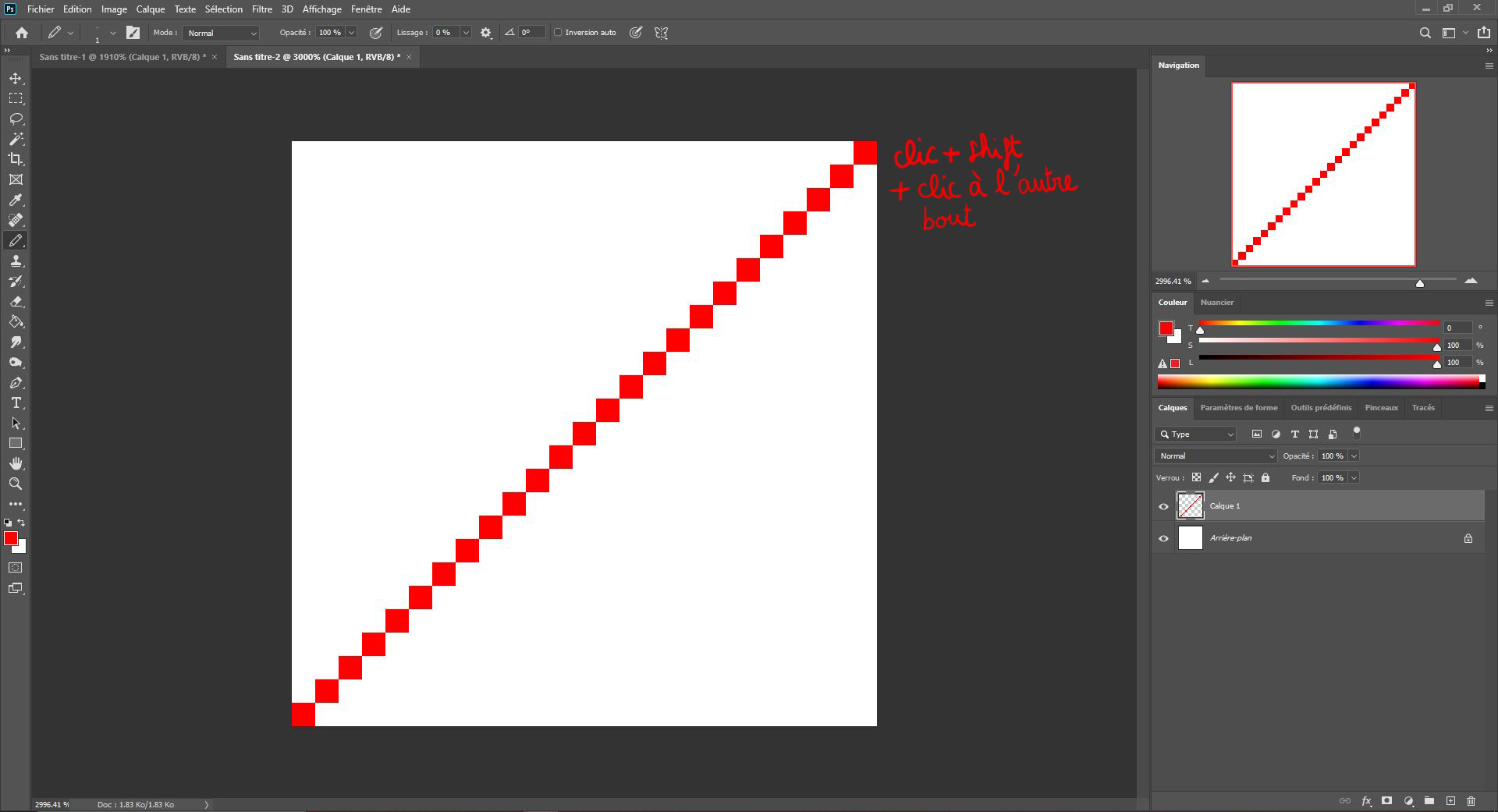 dessiner des formes en pixel art sur photoshop