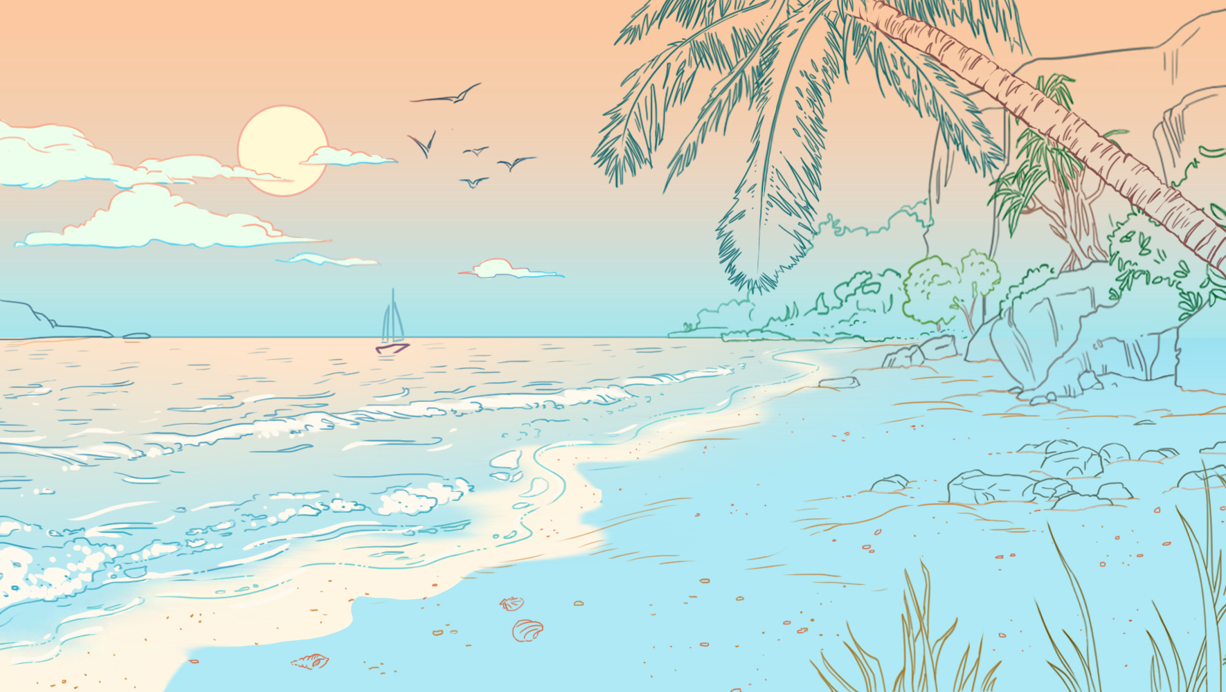 couleur de la lumière et de l’eau de la plage